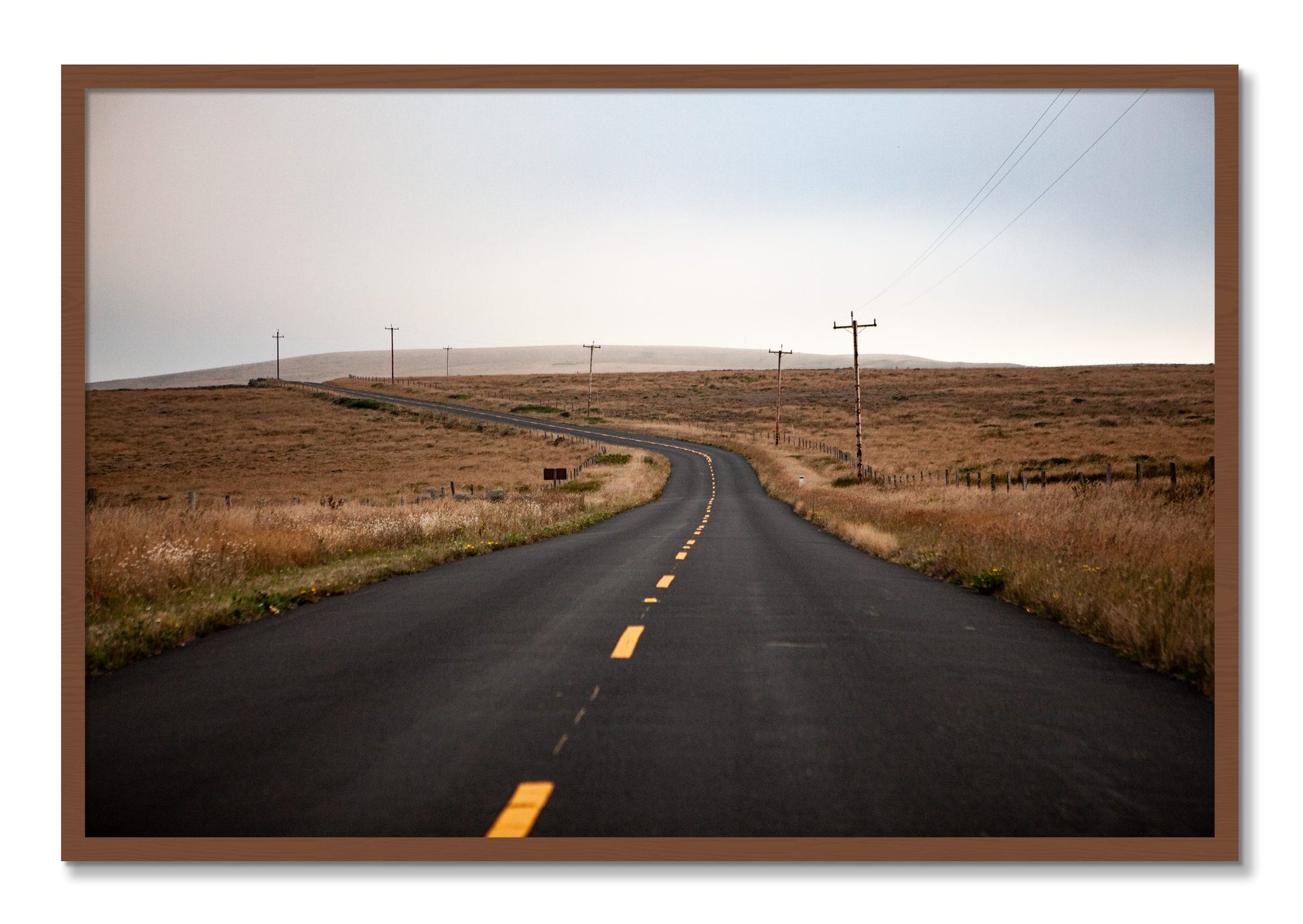 Framed photograph of Point Reyes by Dylan Ozanich, Walnut frame, Full Bleed