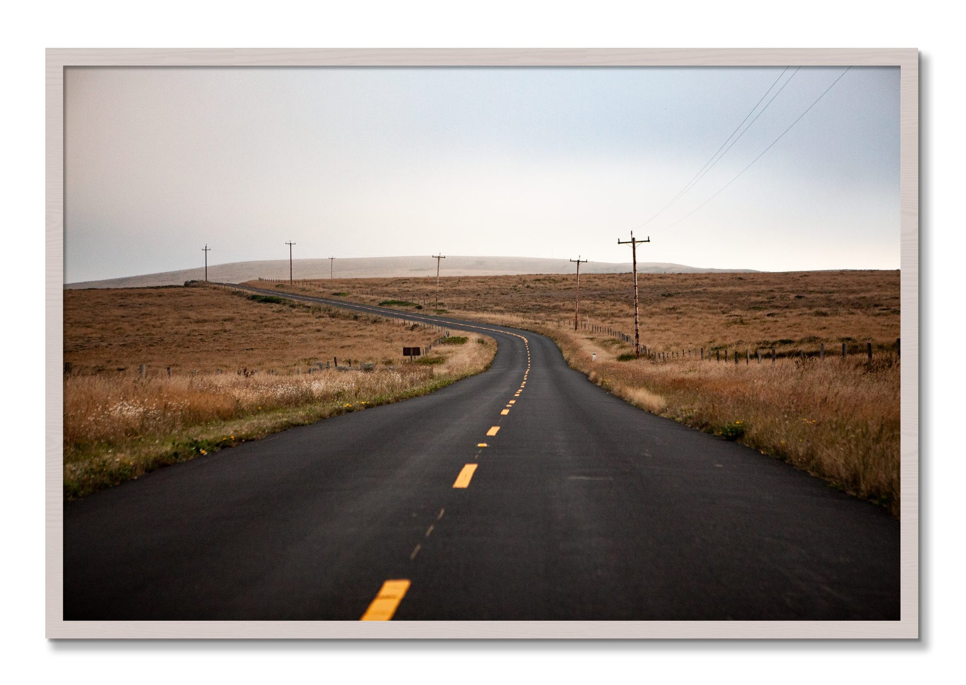 Framed photograph of Point Reyes by Dylan Ozanich, White Maple frame, Full Bleed