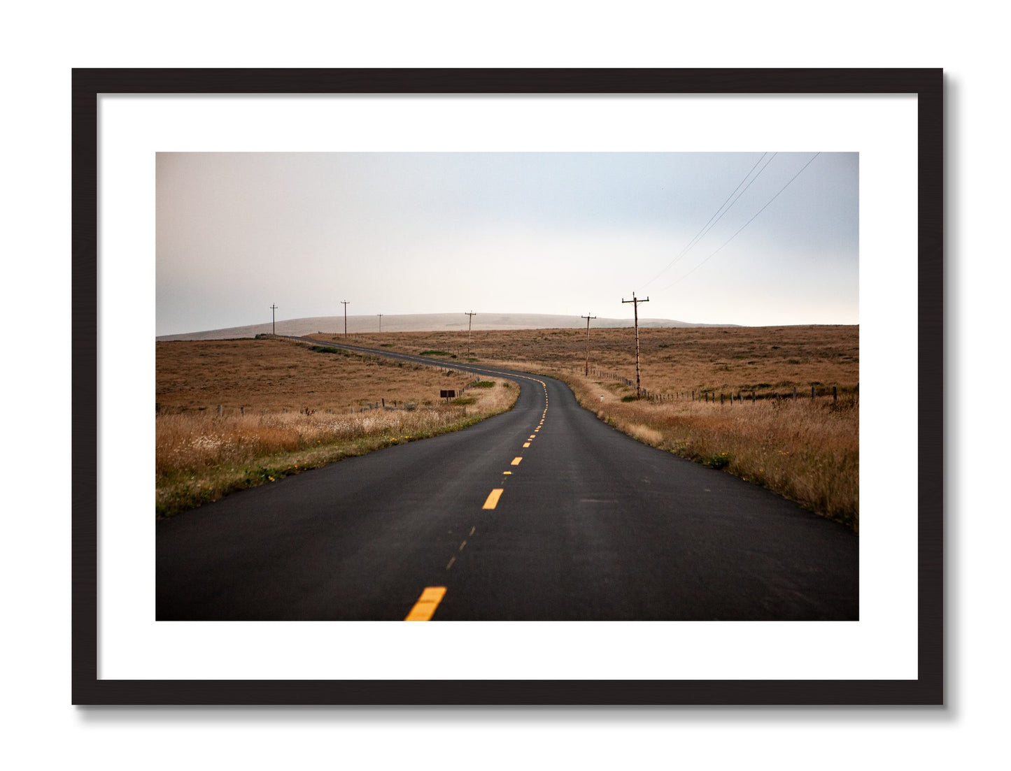 Framed photograph of Point Reyes by Dylan Ozanich, Black Walnut frame, Borders