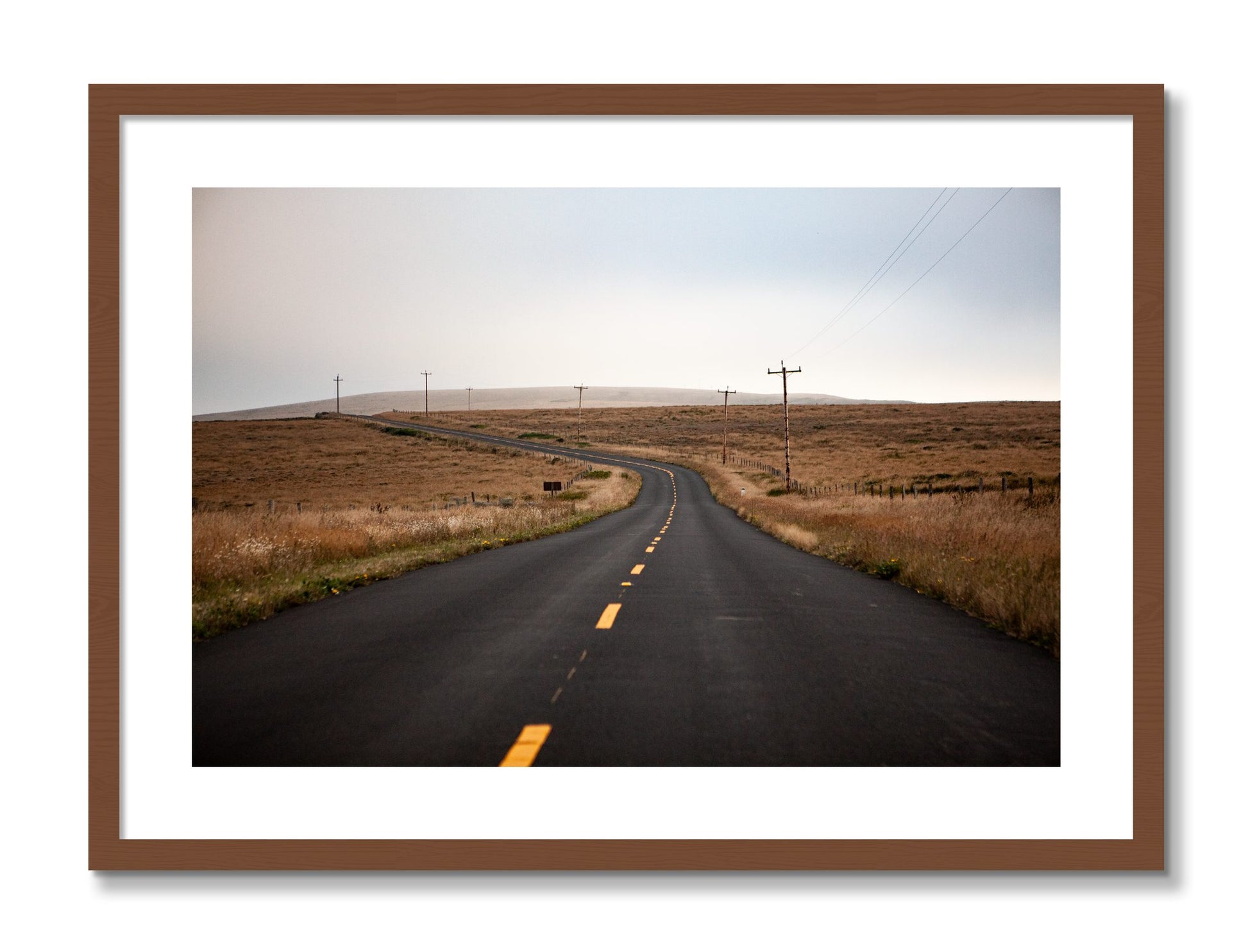 Framed photograph of Point Reyes by Dylan Ozanich, Walnut frame, Borders