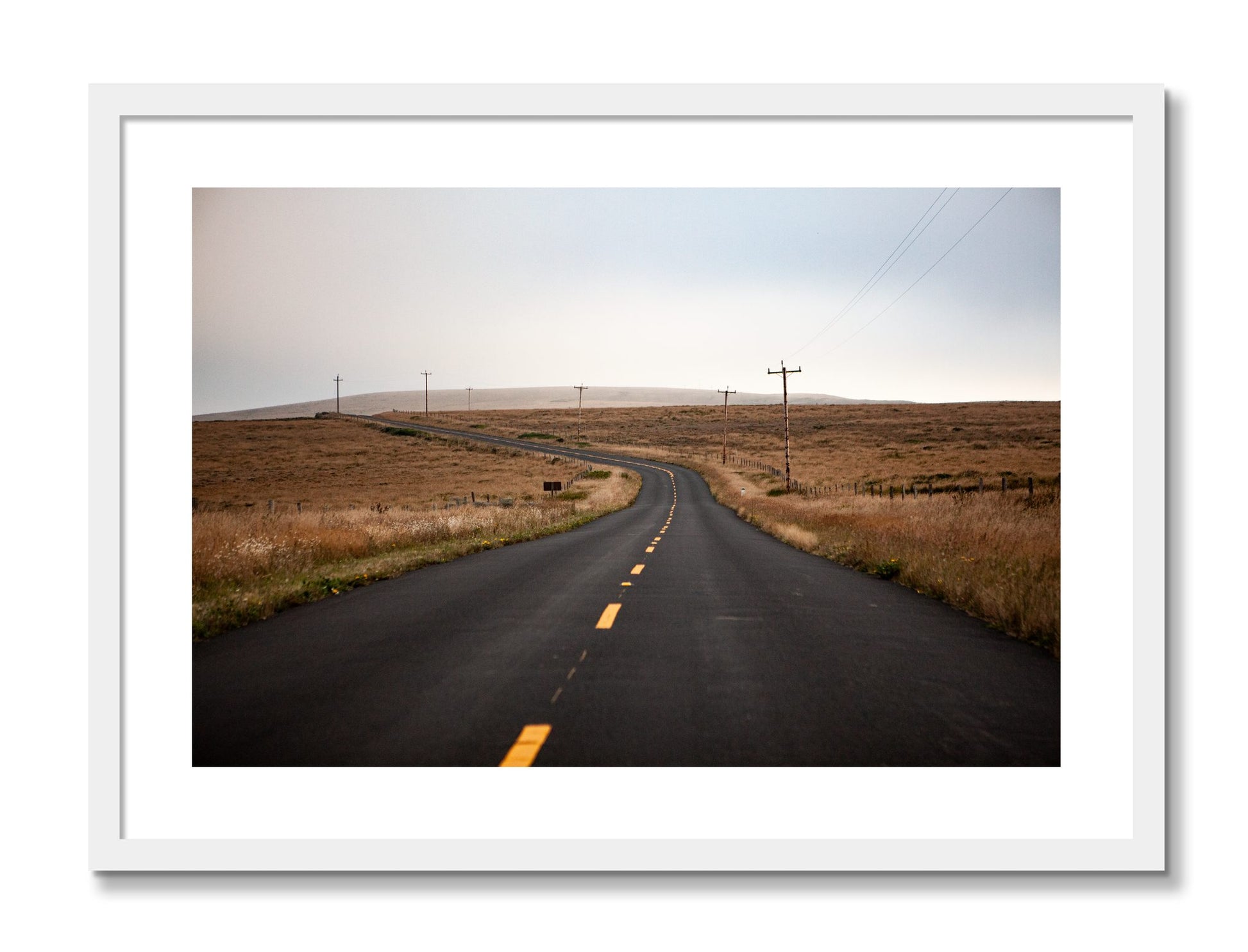 Framed photograph of Point Reyes by Dylan Ozanich, White frame, Borders