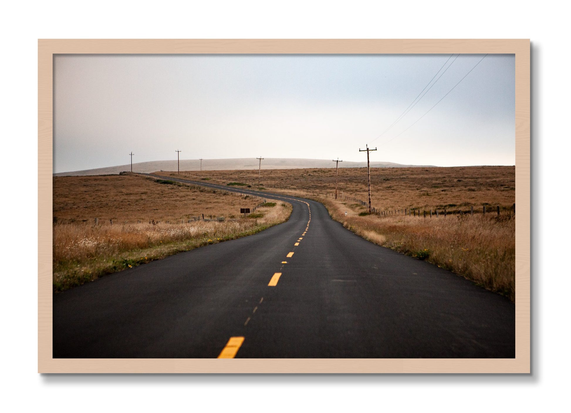 Framed photograph of Point Reyes by Dylan Ozanich, Maple frame, Full Bleed