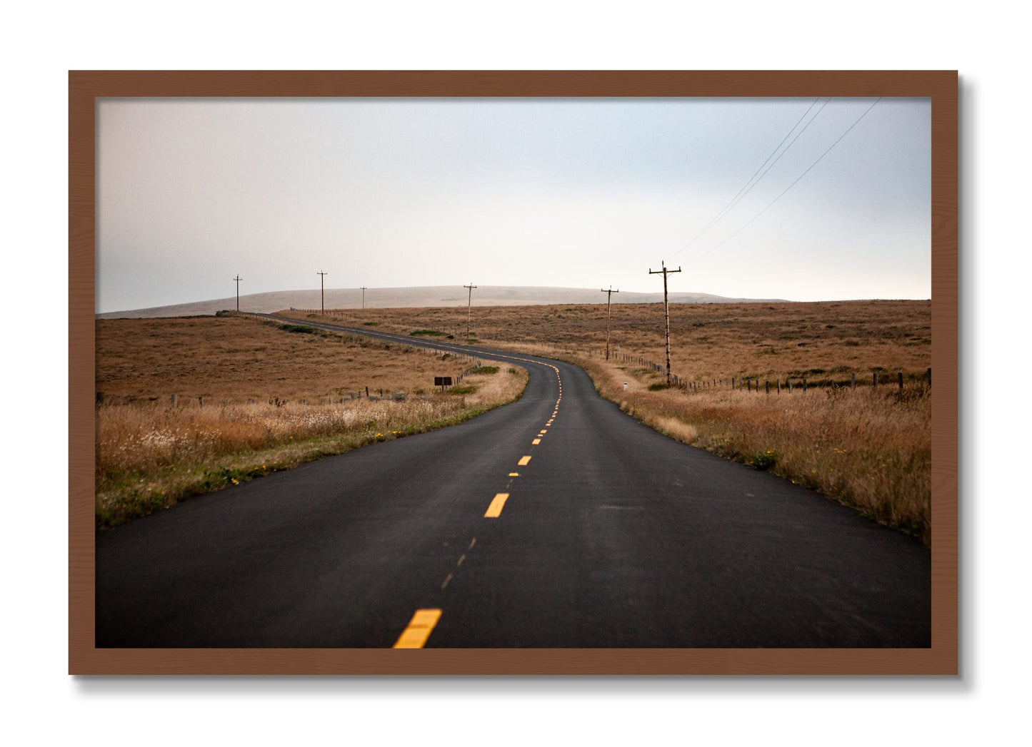 Framed photograph of Point Reyes by Dylan Ozanich, Walnut frame, Full Bleed
