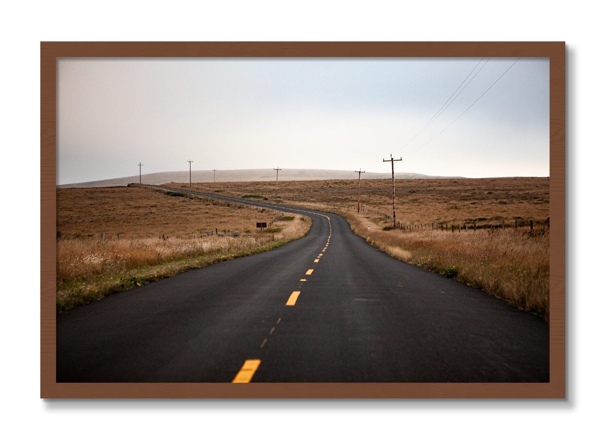 Framed photograph of Point Reyes by Dylan Ozanich, Walnut frame, Full Bleed