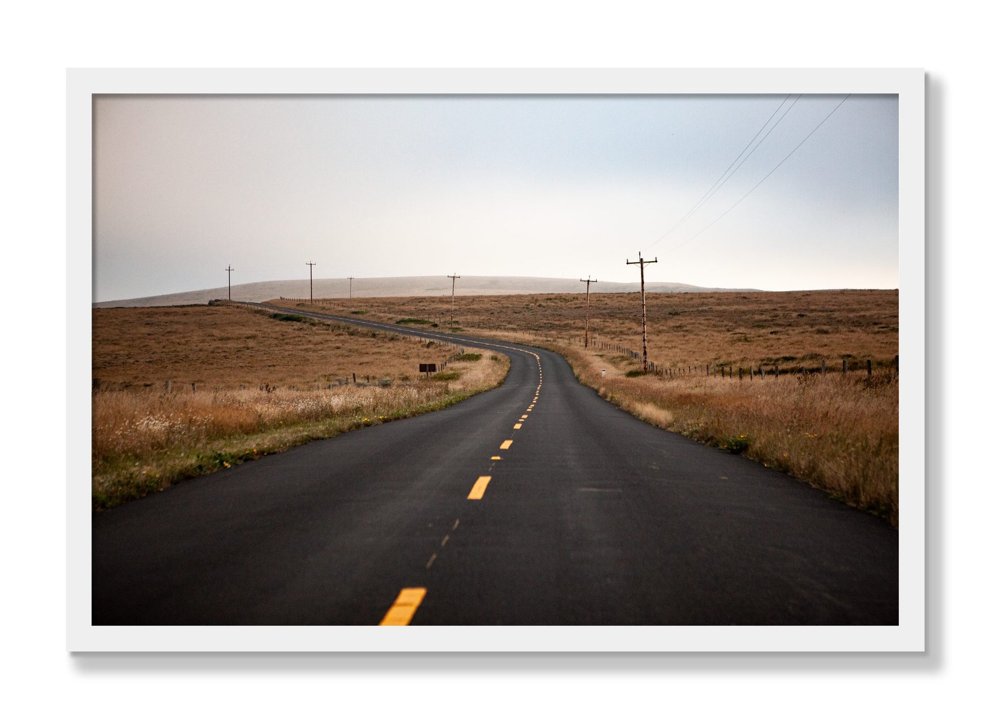 Framed photograph of Point Reyes by Dylan Ozanich, White frame, Full Bleed