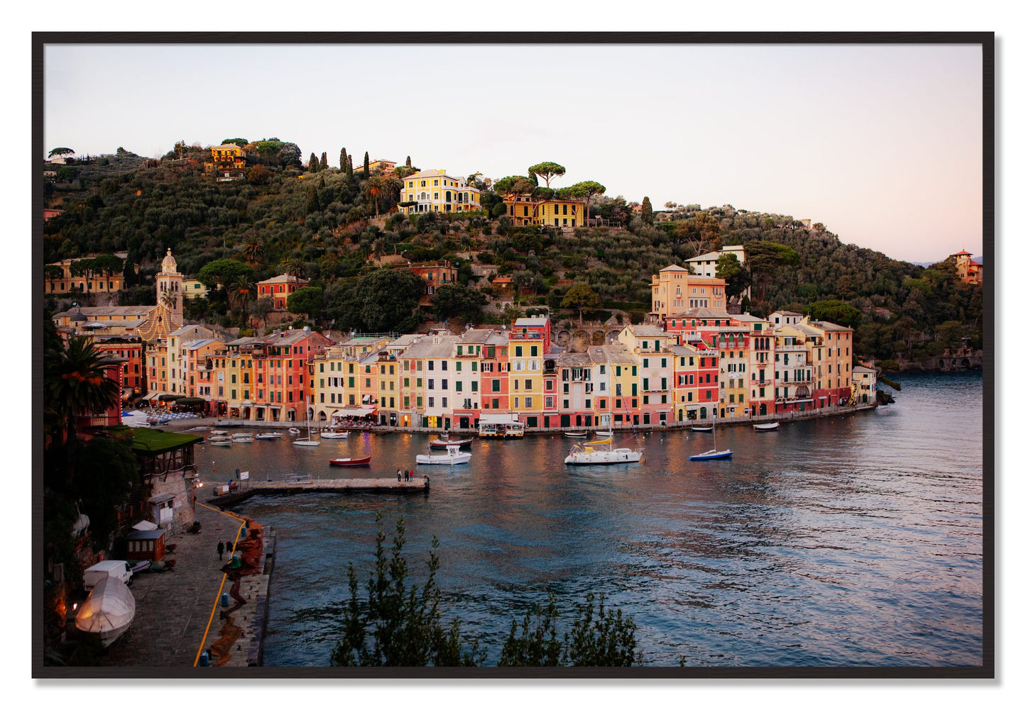 Portofino Italy by Dylan Ozanich, 40×60 Full Bleed Print in a Black Walnut frame