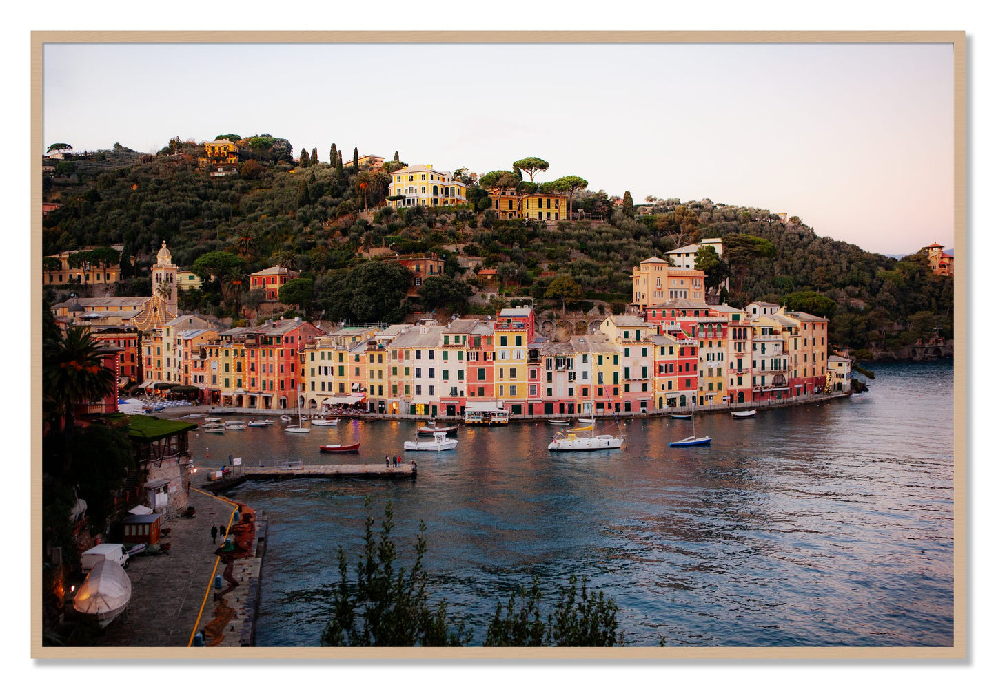 Portofino Italy by Dylan Ozanich, 40×60 Full Bleed Print in an Oak frame