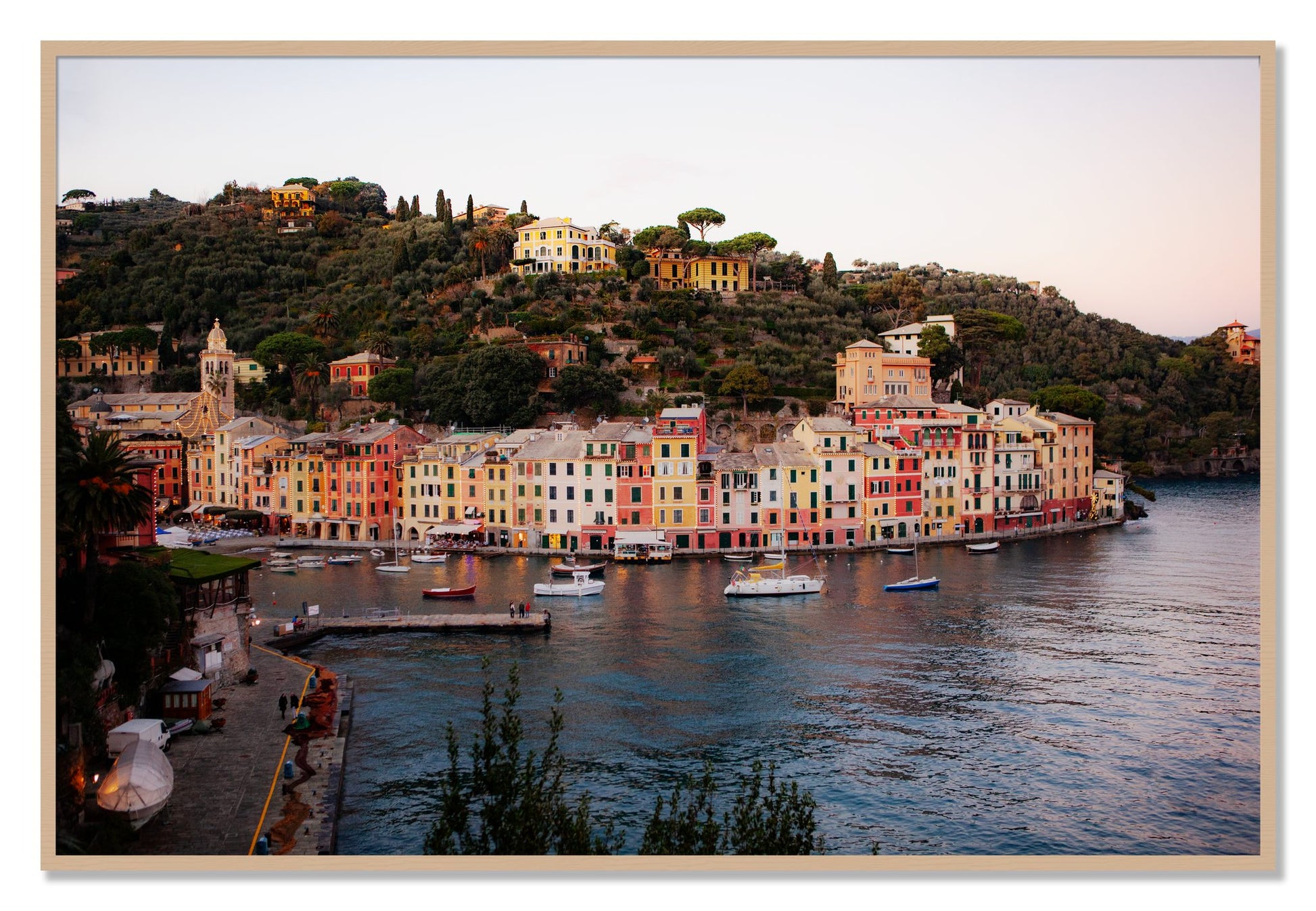 Portofino Italy by Dylan Ozanich, 40×60 Full Bleed Print in an Oak frame
