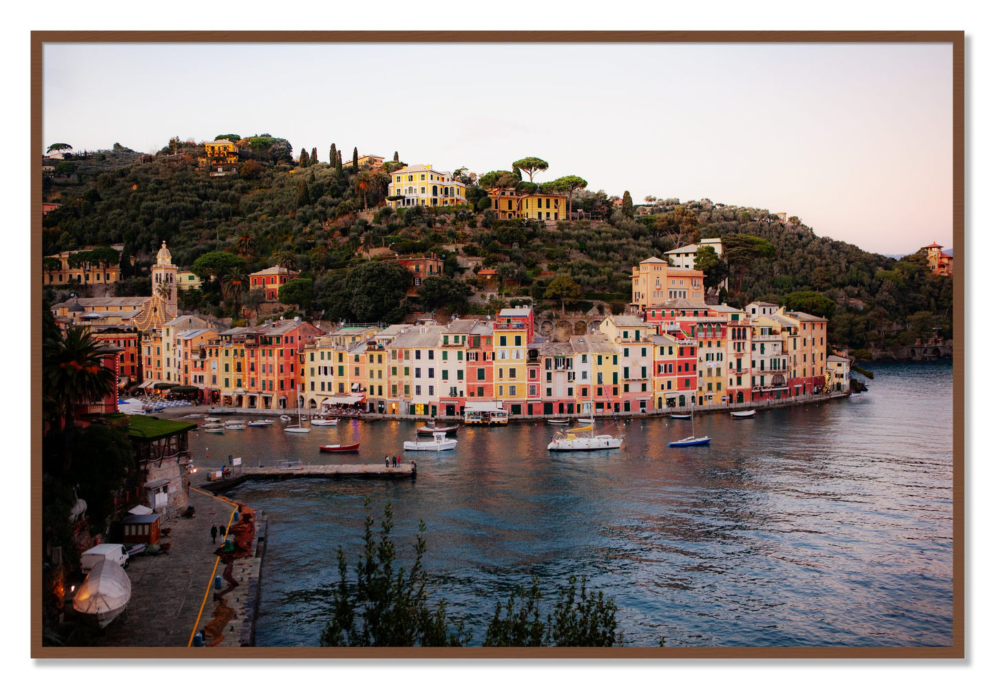 Portofino Italy by Dylan Ozanich, 40×60 Full Bleed Print in a Walnut frame