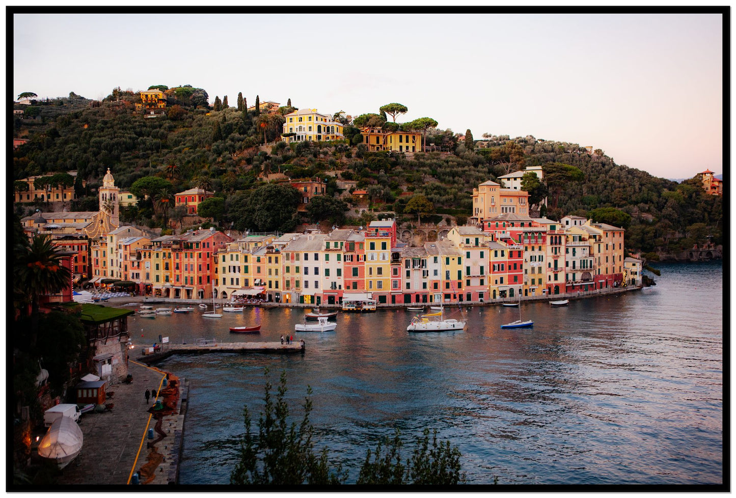 Portofino Italy by Dylan Ozanich, 48×72 Full Bleed Print in a Black frame