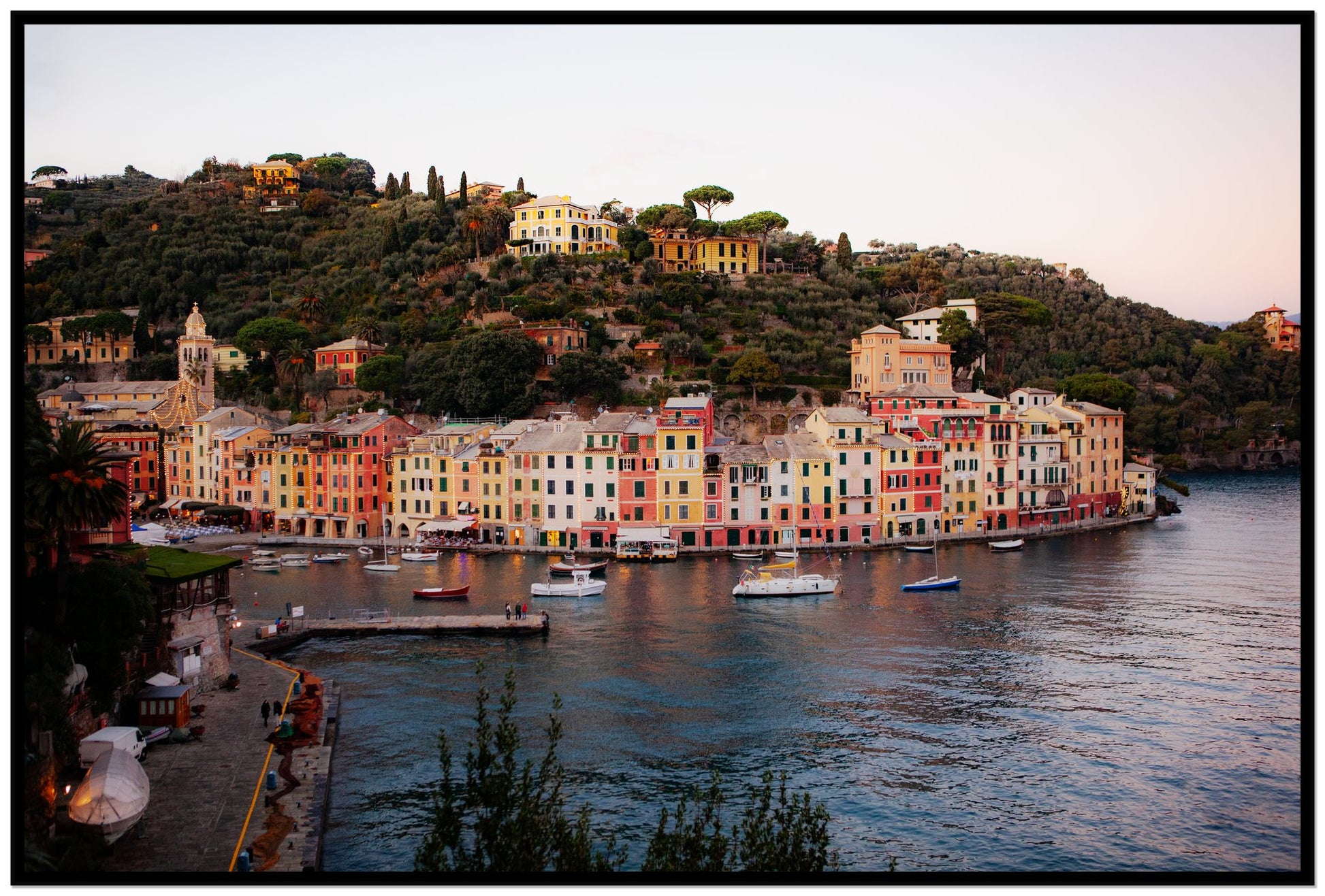 Portofino Italy by Dylan Ozanich, 48×72 Full Bleed Print in a Black frame