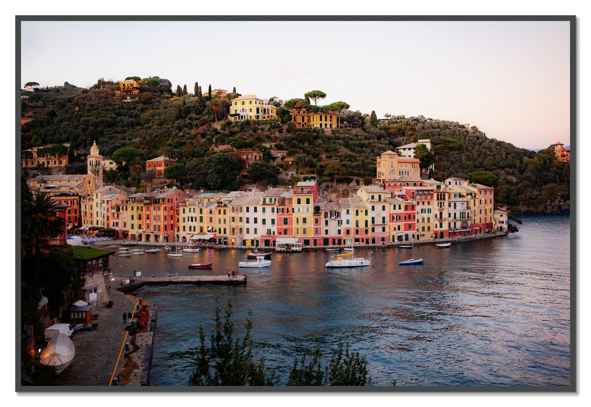 Portofino Italy by Dylan Ozanich, 48×72 Full Bleed Print in a Grey frame