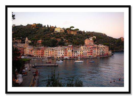 Framed photograph of Portofino Italy by Dylan Ozanich, Black frame, Borders