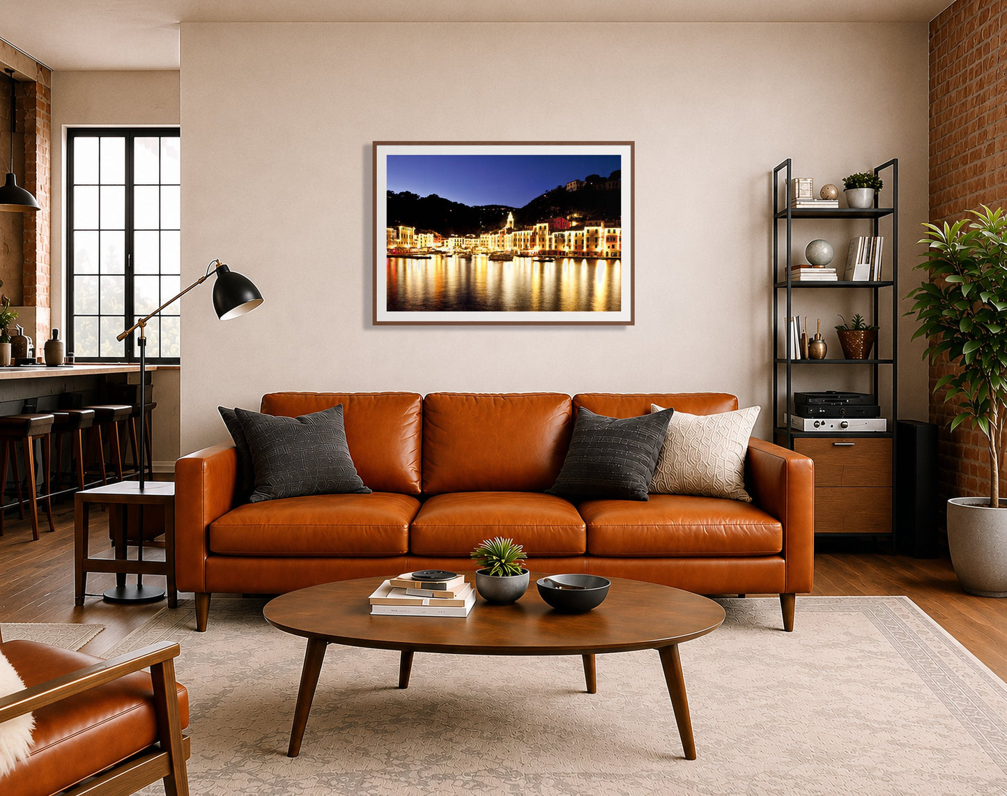 Framed photograph of Portofino Reflection by Dylan Ozanich displayed on a wall