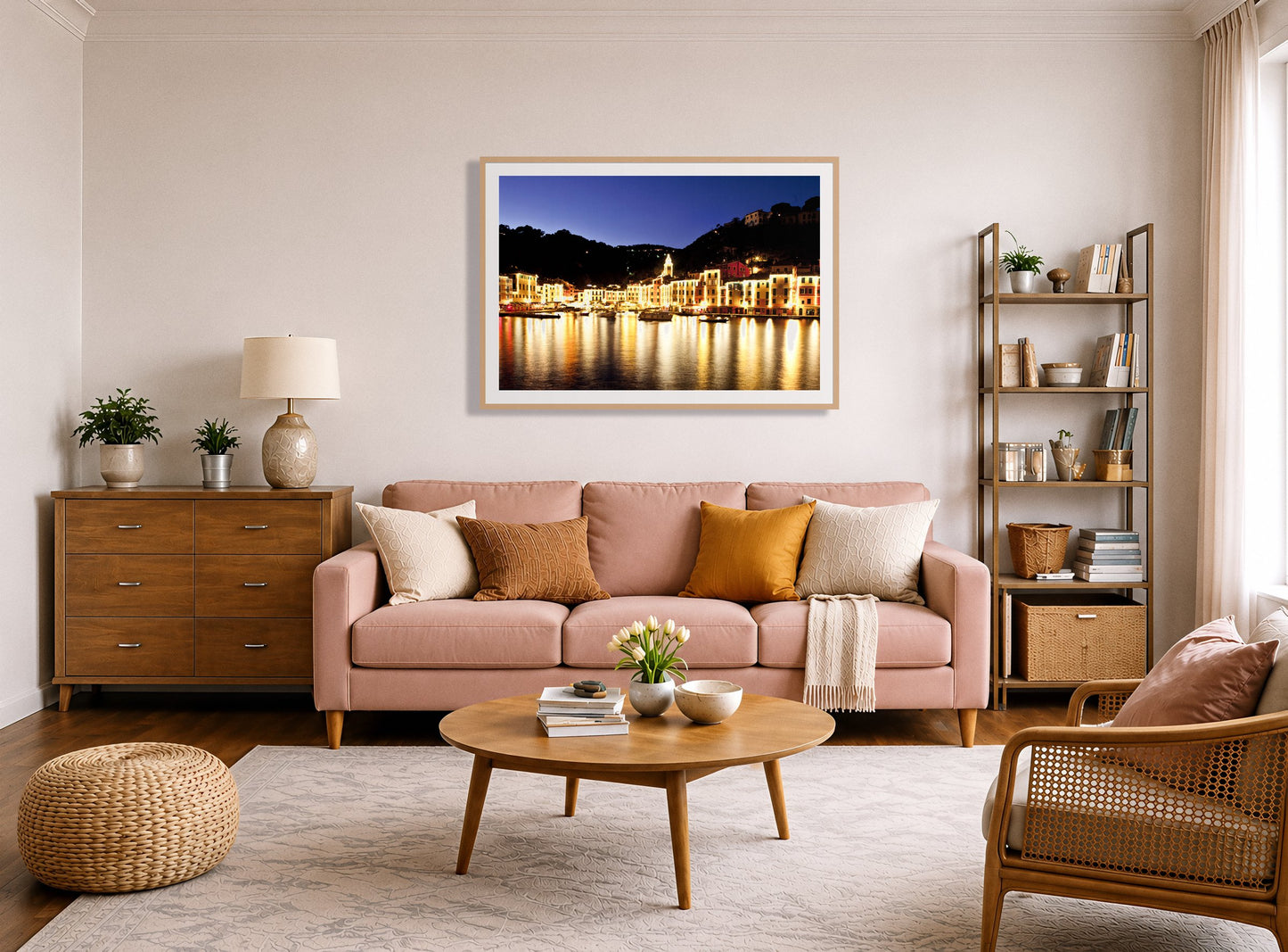 Framed photograph of Portofino Reflection by Dylan Ozanich displayed on a wall