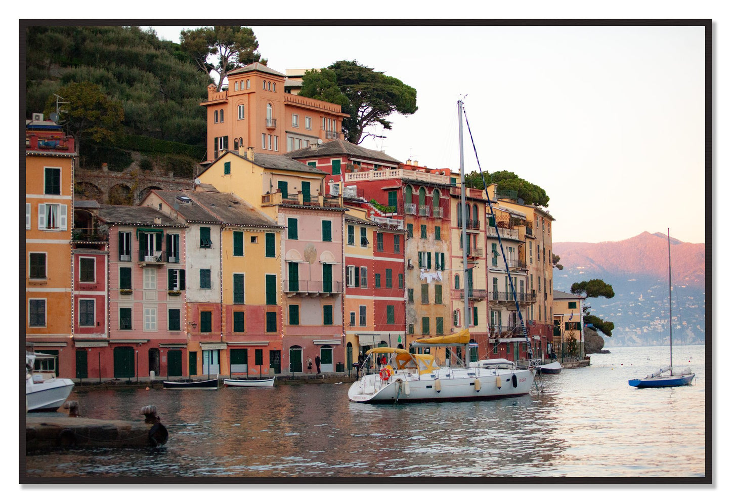 Portofino by Dylan Ozanich, 48×72 Full Bleed Print in a Black Walnut frame