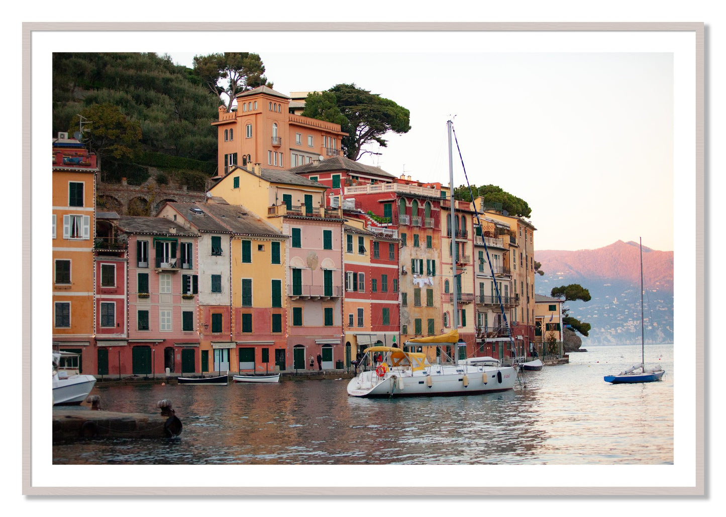 Framed photograph of Portofino by Dylan Ozanich, White Maple frame, Borders
