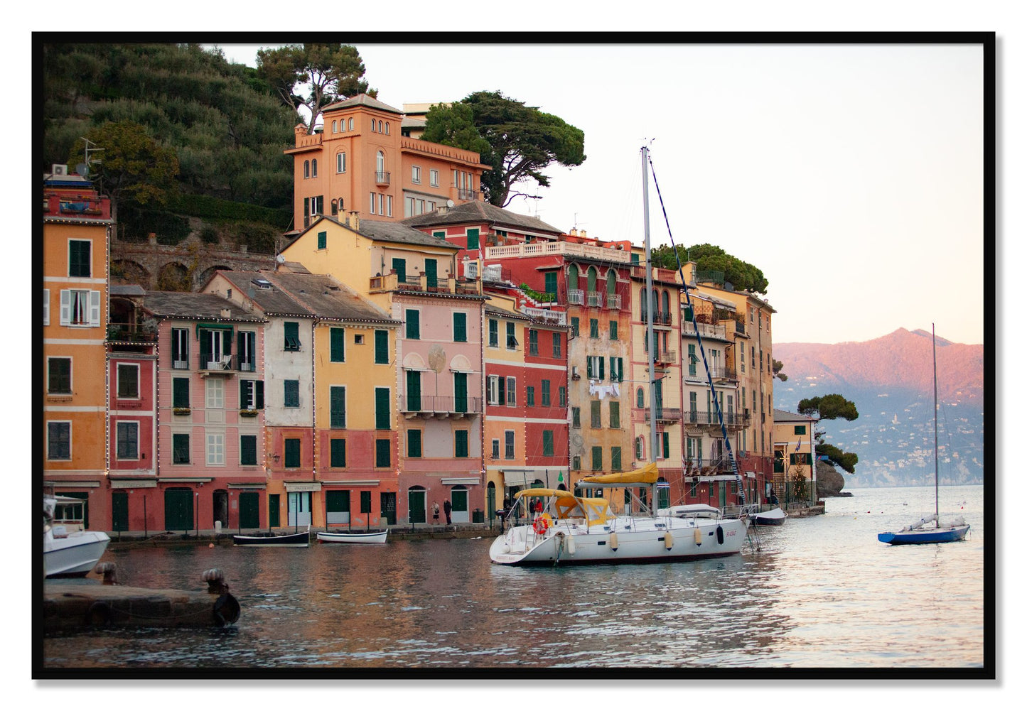 Framed photograph of Portofino by Dylan Ozanich, Black frame, Full Bleed