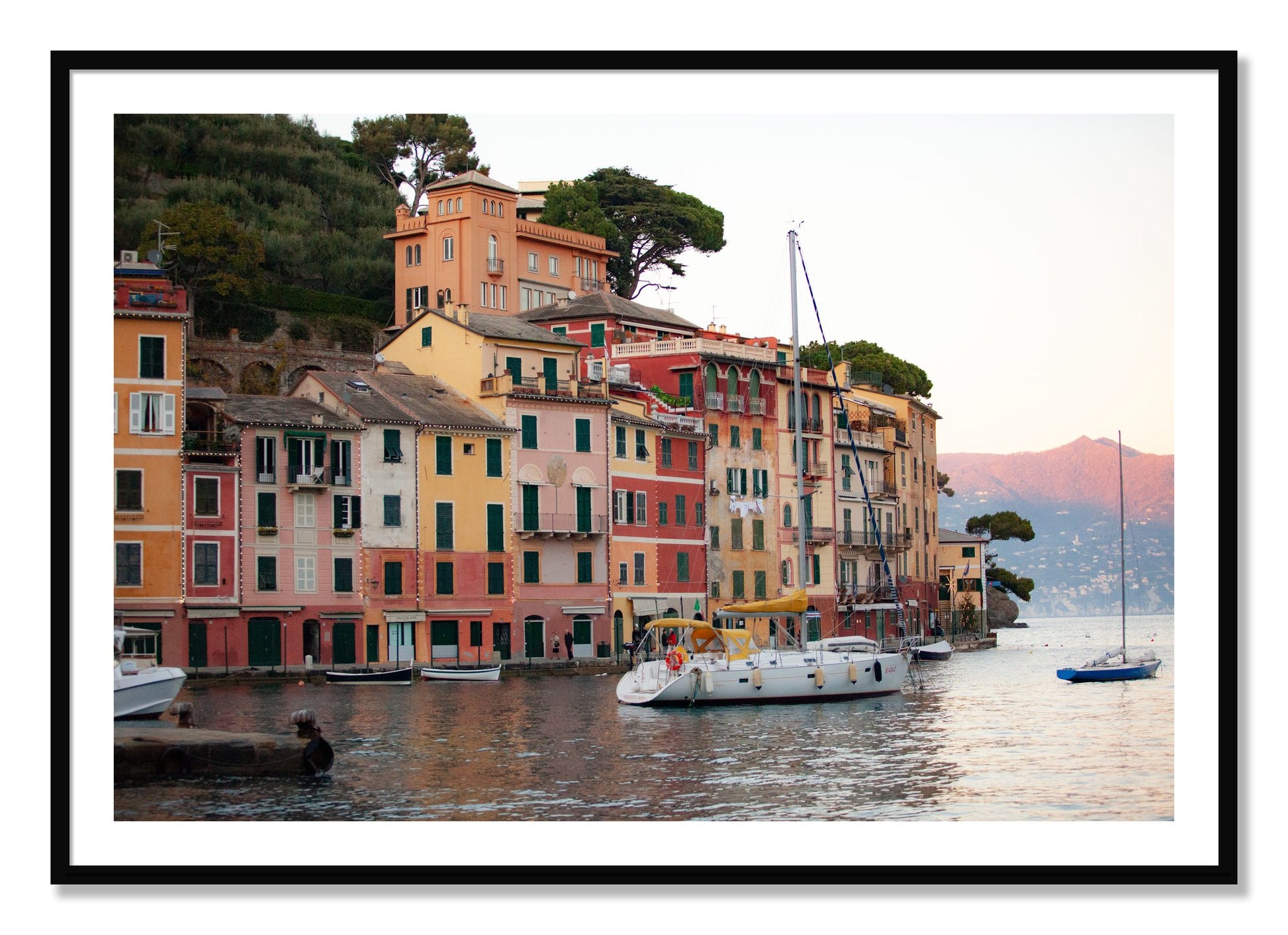 Framed photograph of Portofino by Dylan Ozanich, Black frame, Borders