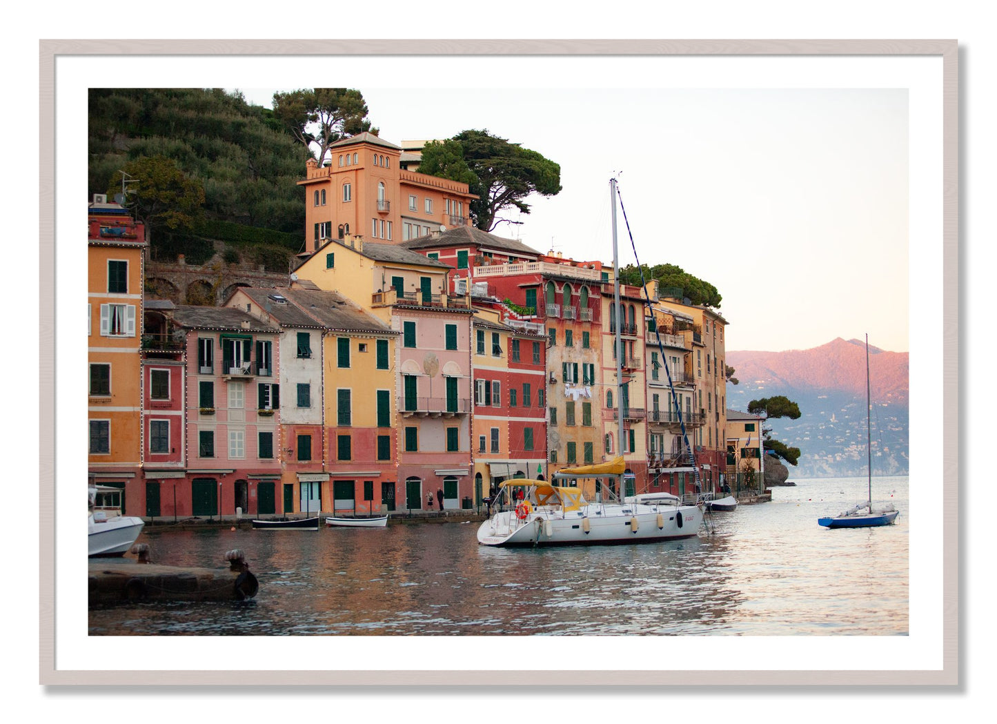 Framed photograph of Portofino by Dylan Ozanich, White Maple frame, Borders