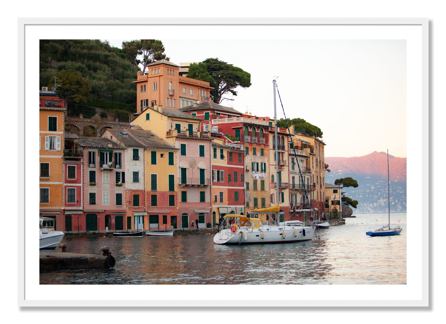 Framed photograph of Portofino by Dylan Ozanich, White frame, Borders