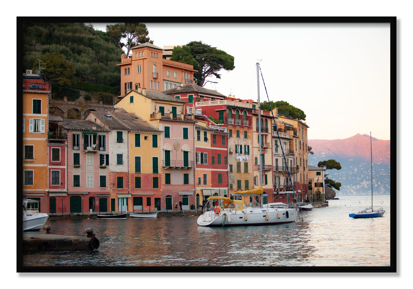 Framed photograph of Portofino by Dylan Ozanich, Black frame, Full Bleed