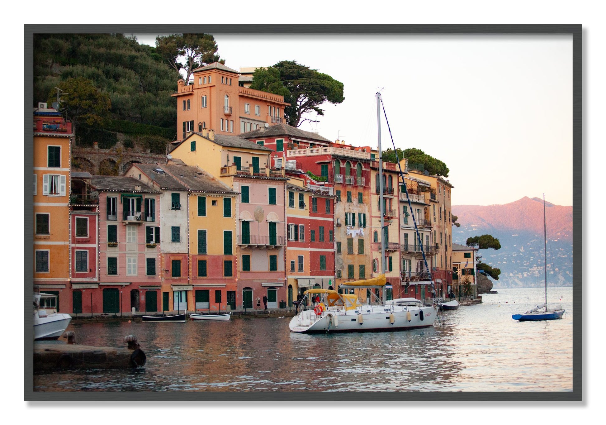 Framed photograph of Portofino by Dylan Ozanich, Grey frame, Full Bleed
