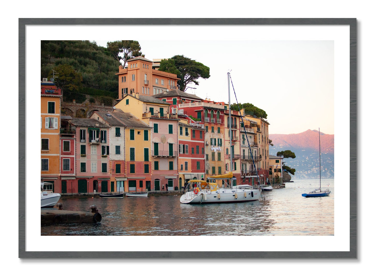 Framed photograph of Portofino by Dylan Ozanich, Grey frame, Borders