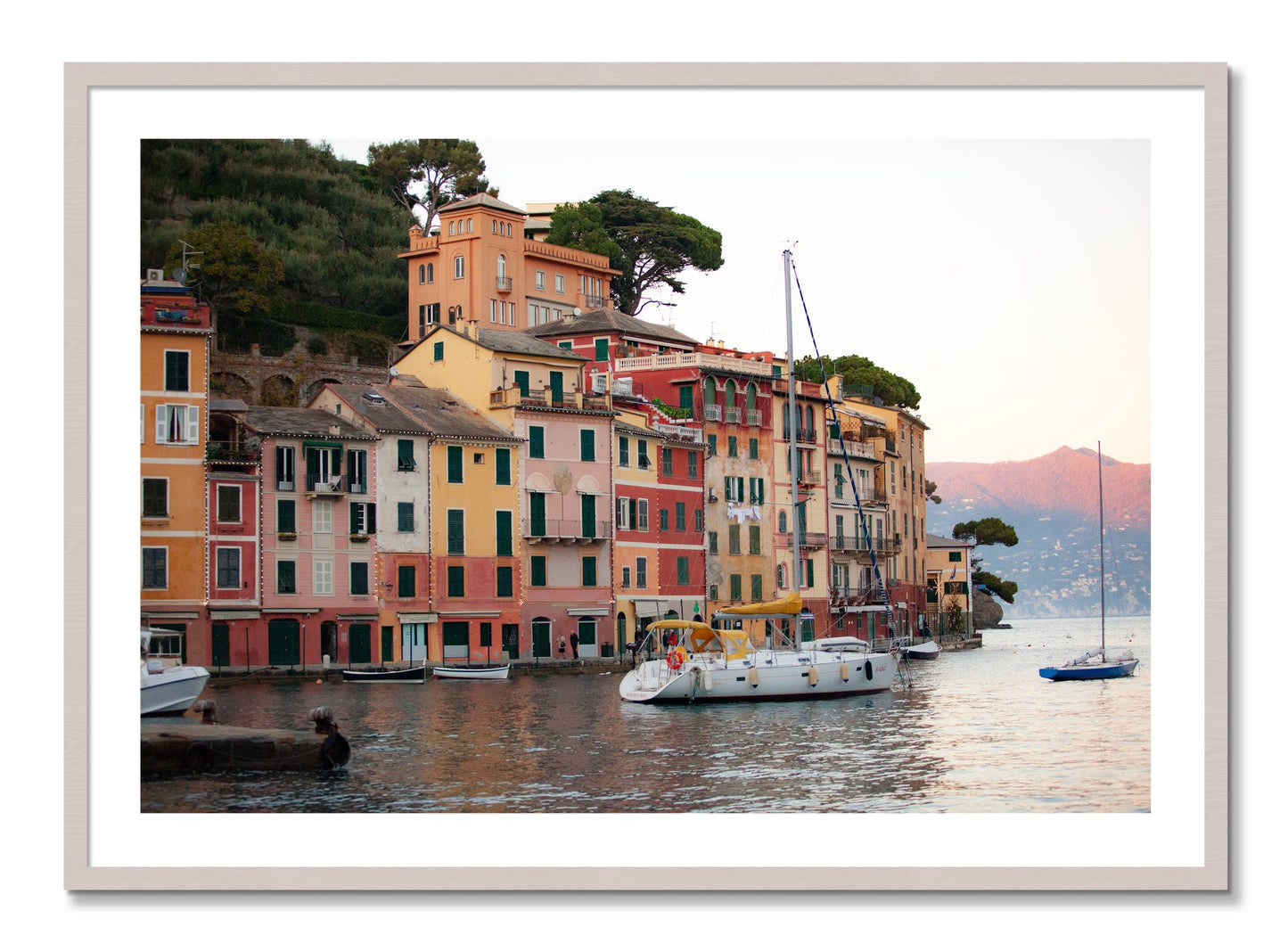 Framed photograph of Portofino by Dylan Ozanich, White Maple frame, Borders