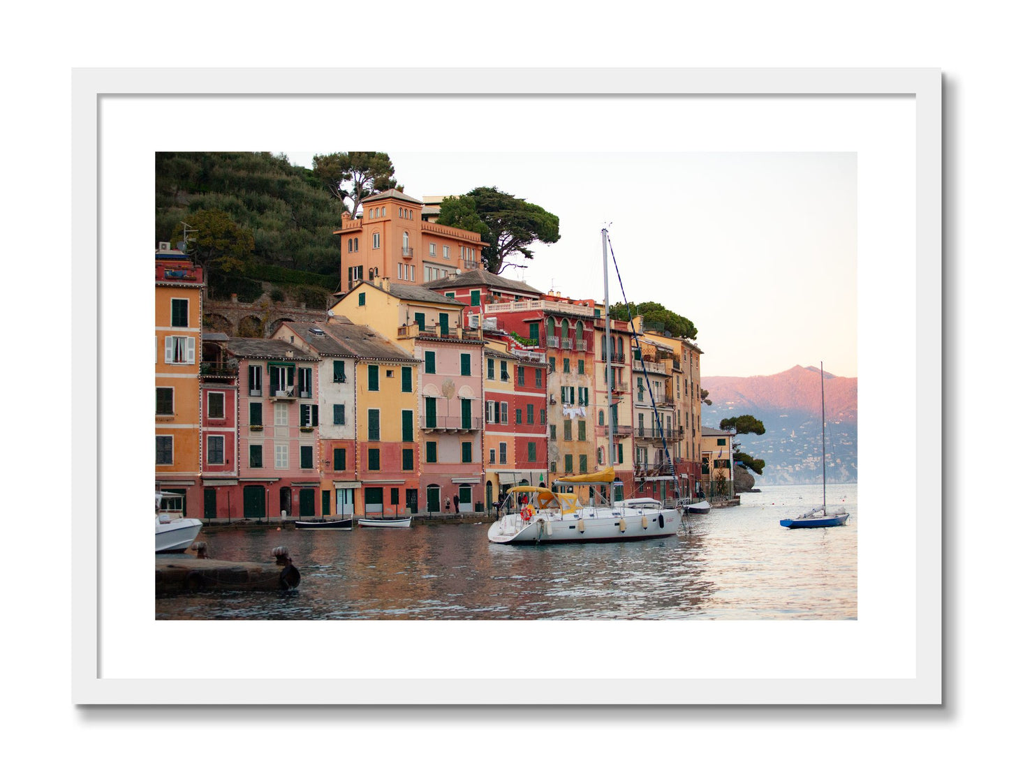 Framed photograph of Portofino by Dylan Ozanich, White frame, Borders