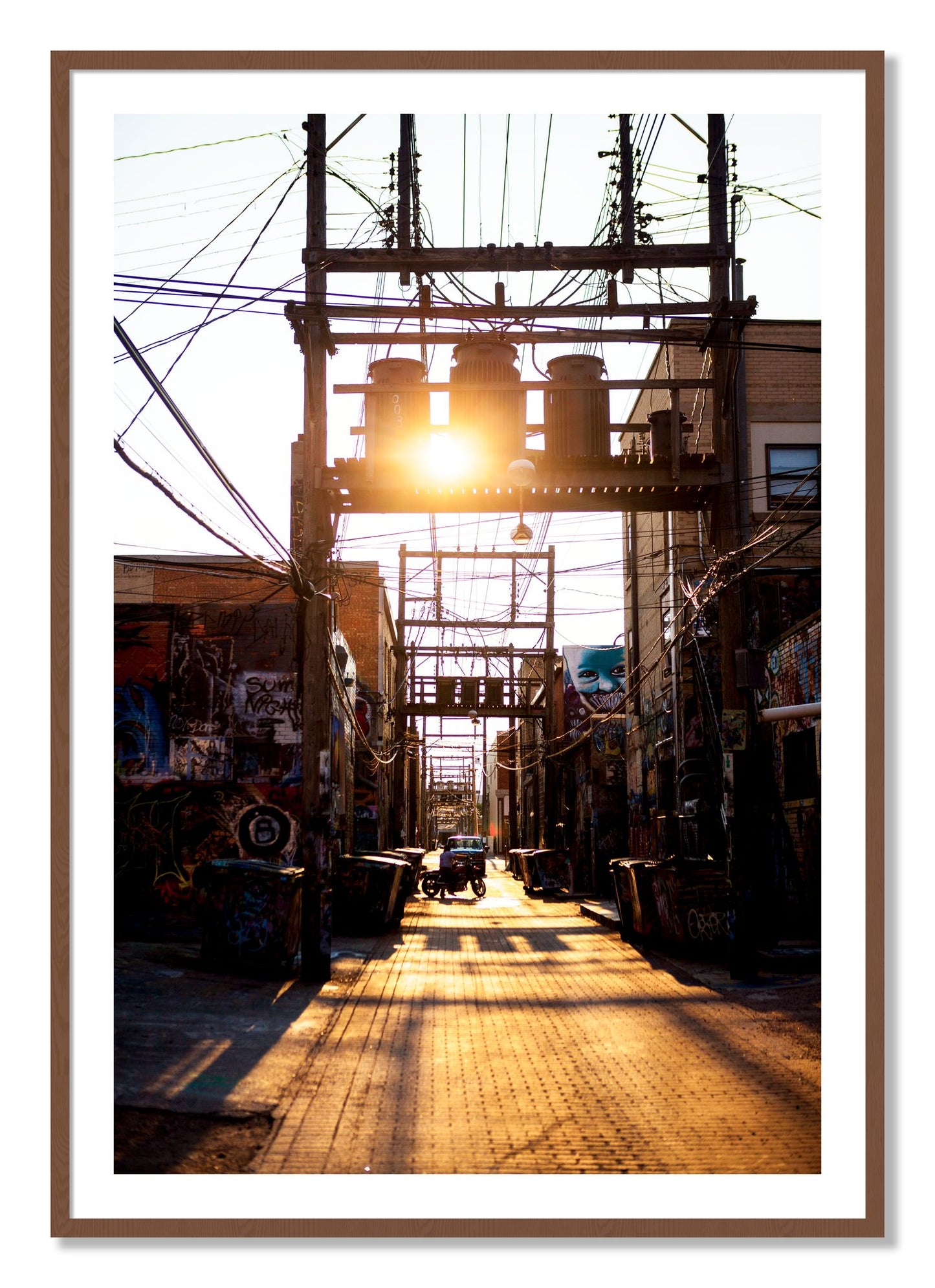 Framed photograph of Power by Dylan Ozanich, Walnut frame, Borders