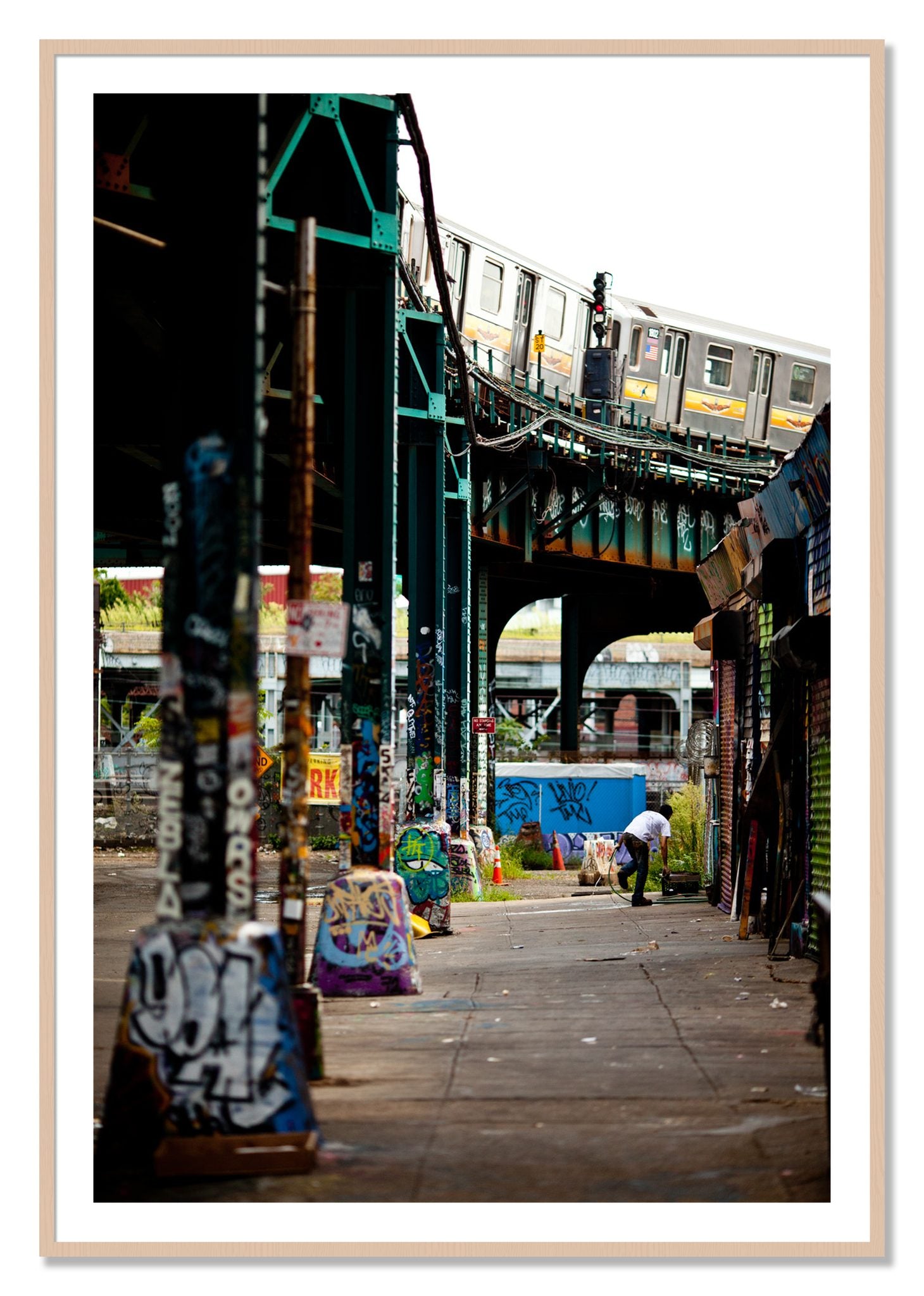 Framed photograph of Queens by Dylan Ozanich, Maple frame, Borders