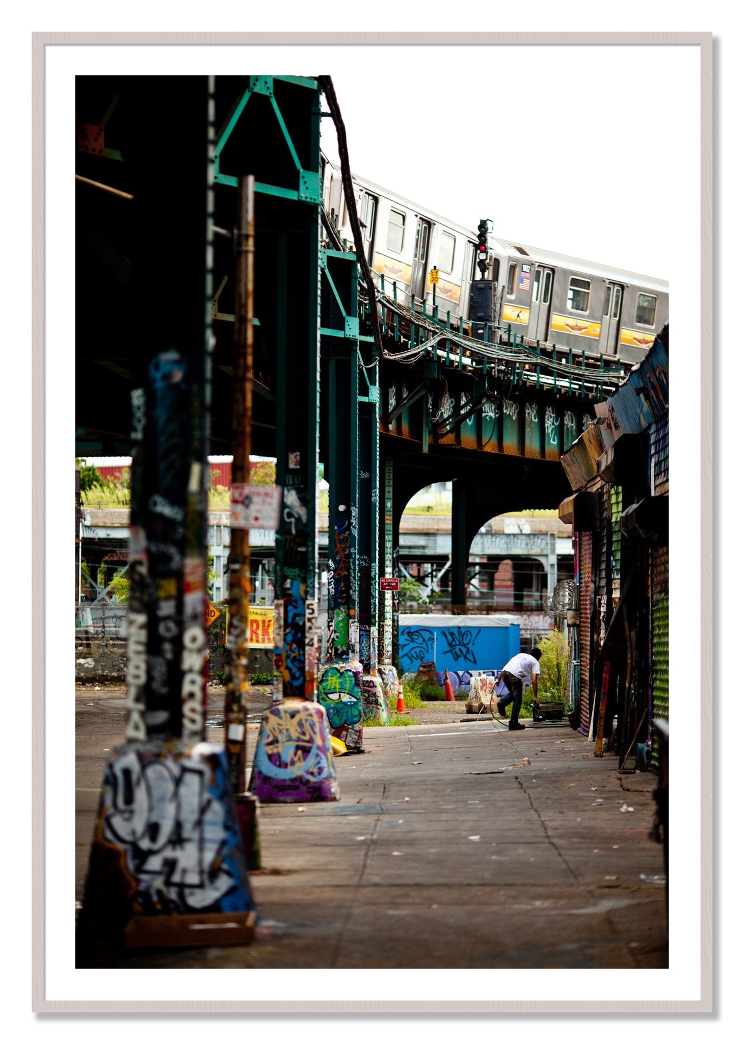 Framed photograph of Queens by Dylan Ozanich, White Maple frame, Borders