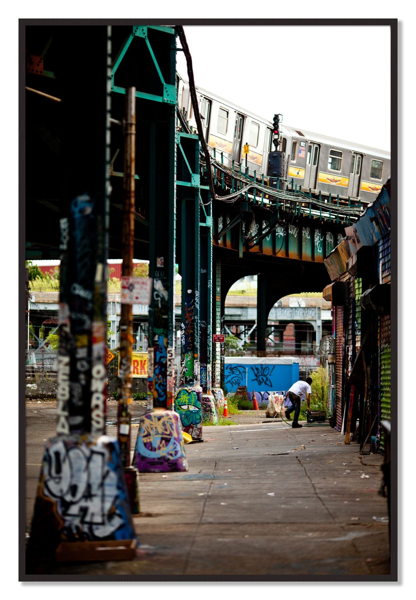 Framed photograph of Queens by Dylan Ozanich, Black Walnut frame, Full Bleed