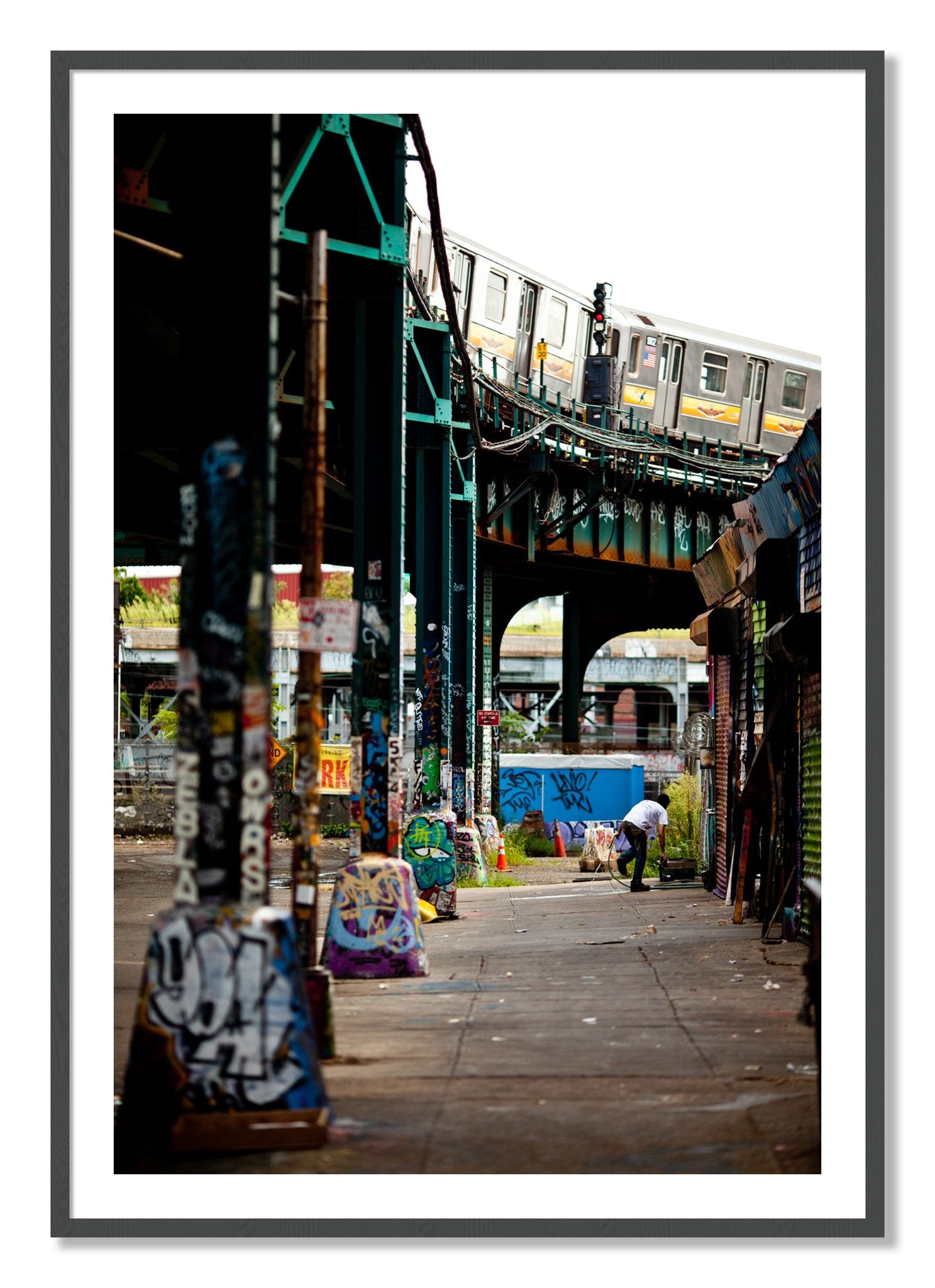 Framed photograph of Queens by Dylan Ozanich, Grey frame, Borders