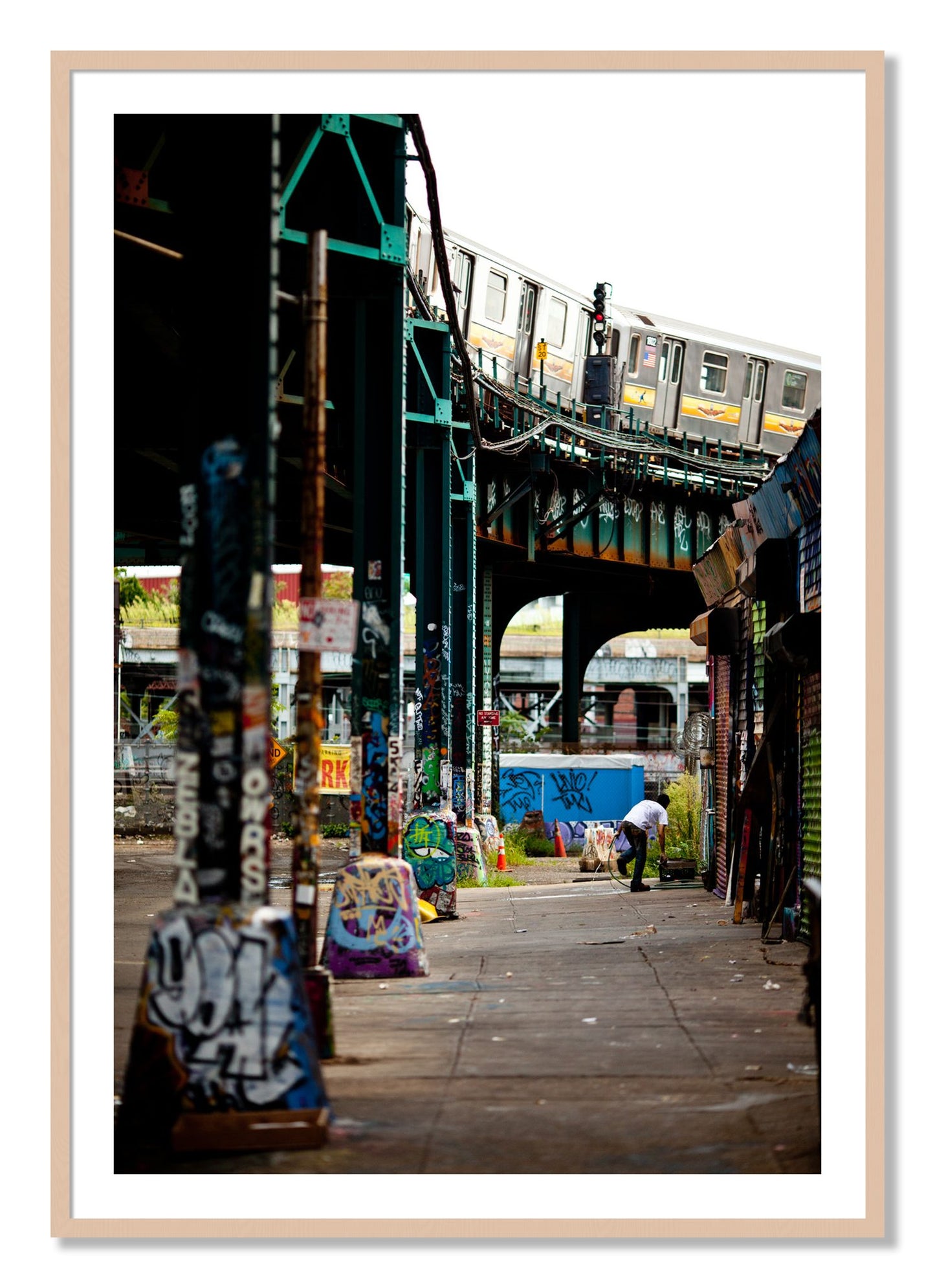 Framed photograph of Queens by Dylan Ozanich, Maple frame, Borders