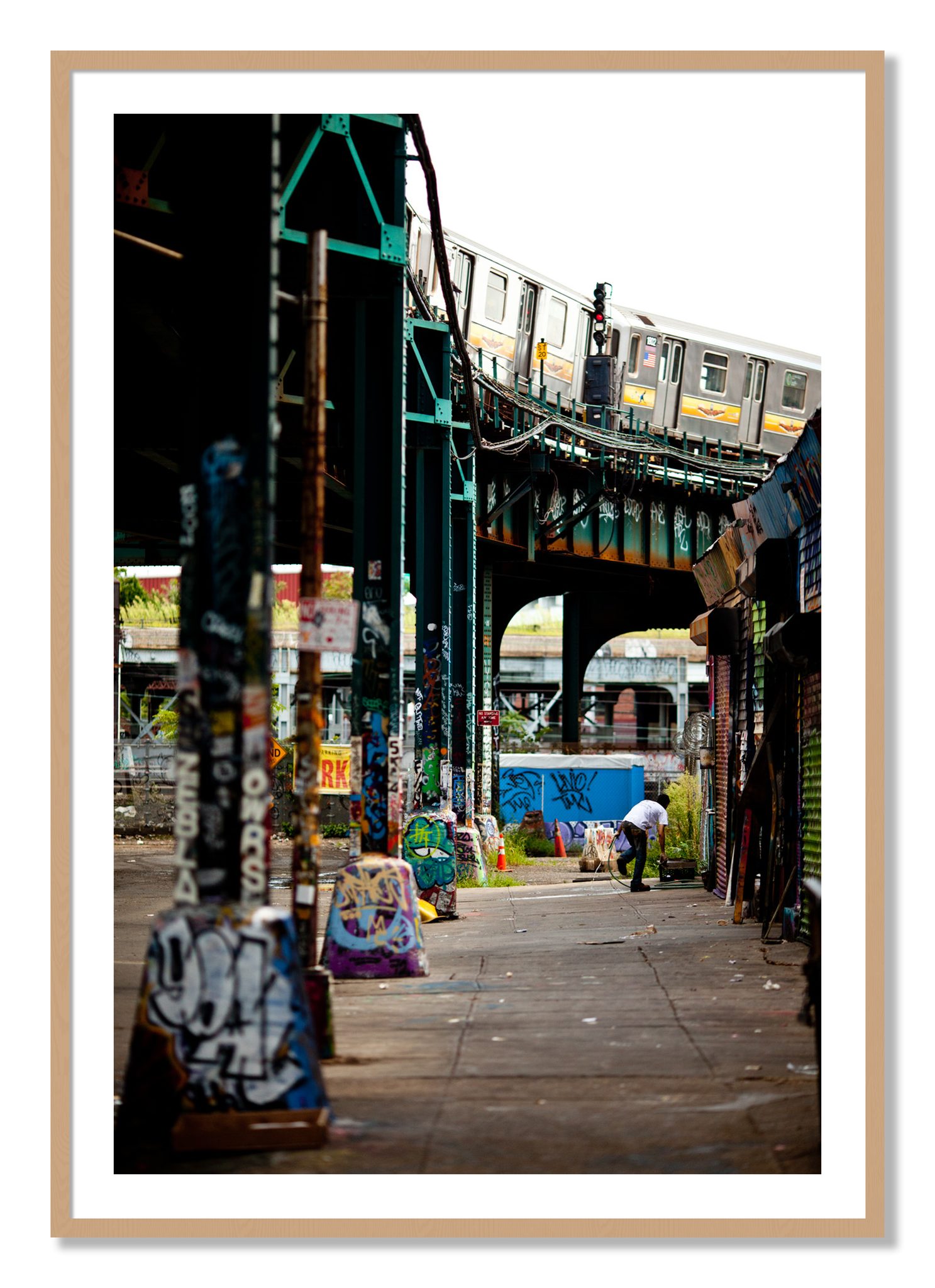 Framed photograph of Queens by Dylan Ozanich, Oak frame, Borders