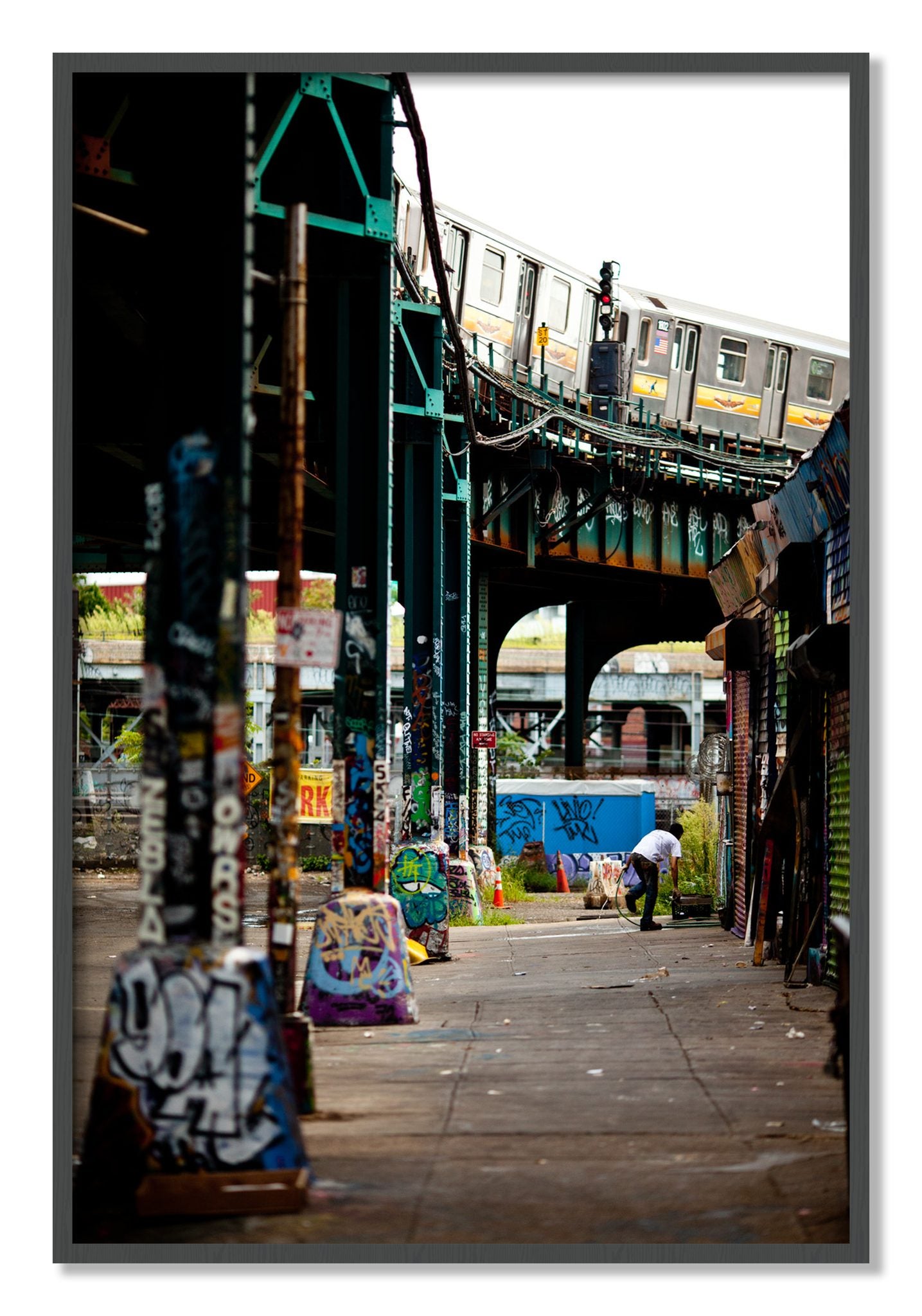 Framed photograph of Queens by Dylan Ozanich, Grey frame, Full Bleed