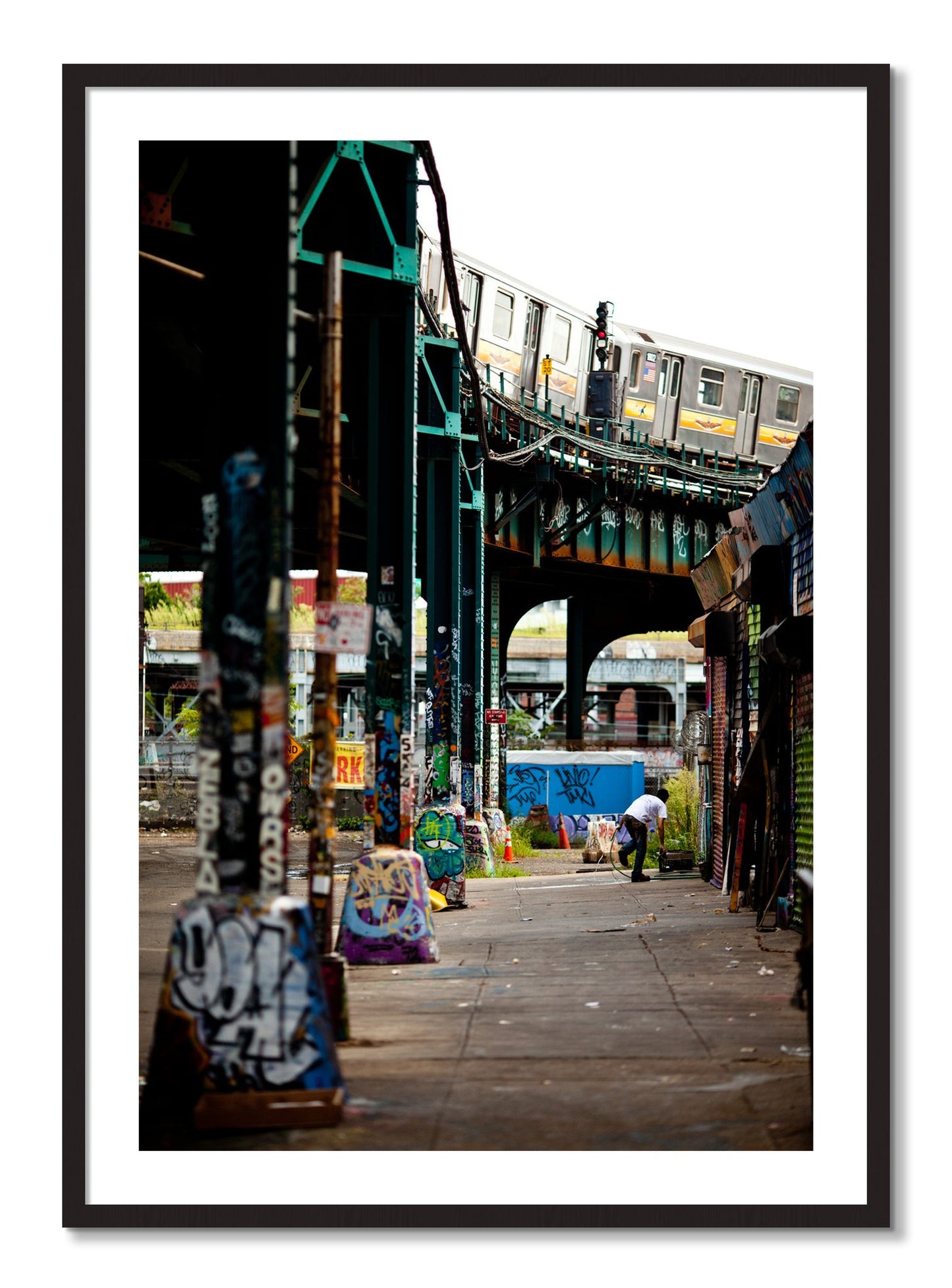 Framed photograph of Queens by Dylan Ozanich, Black Walnut frame, Borders
