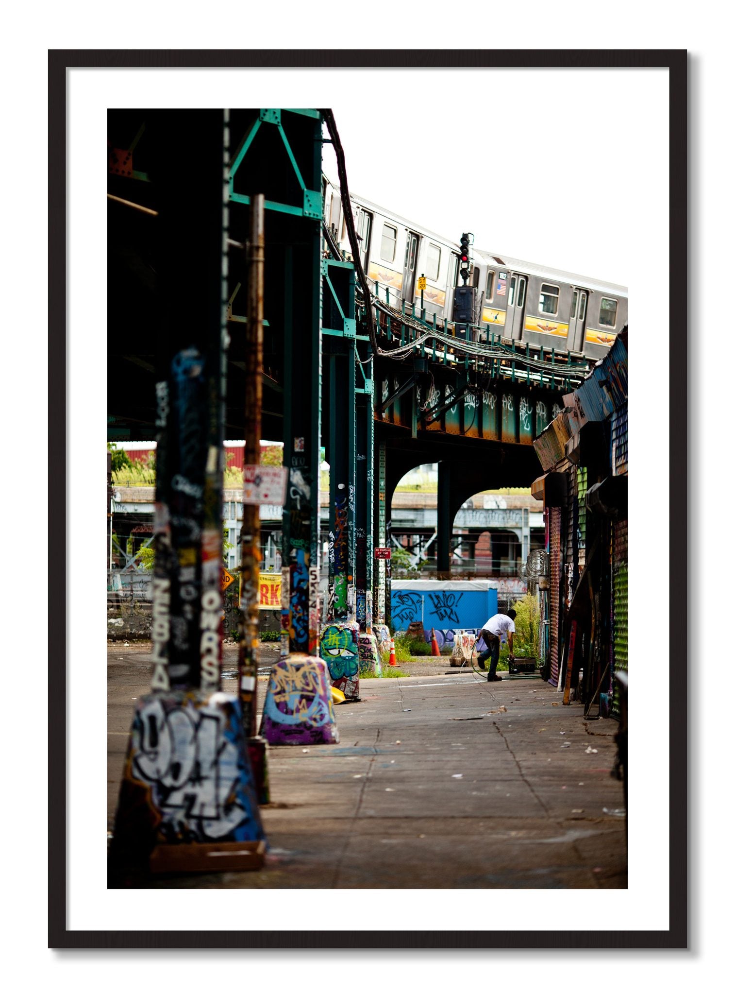 Framed photograph of Queens by Dylan Ozanich, Black Walnut frame, Borders
