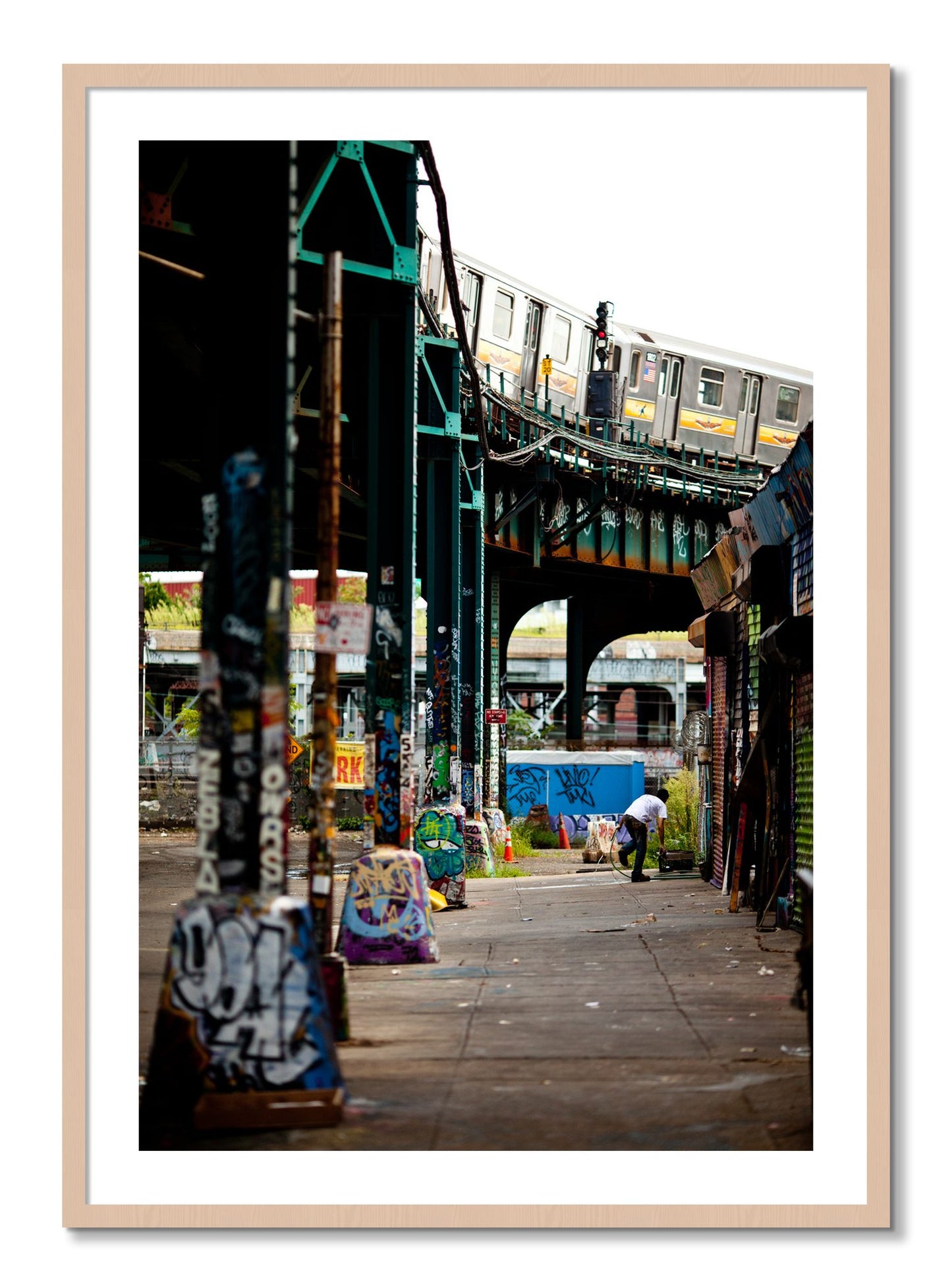 Framed photograph of Queens by Dylan Ozanich, Maple frame, Borders