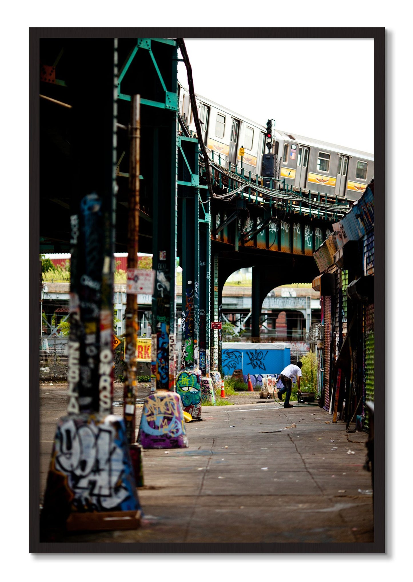 Framed photograph of Queens by Dylan Ozanich, Black Walnut frame, Full Bleed