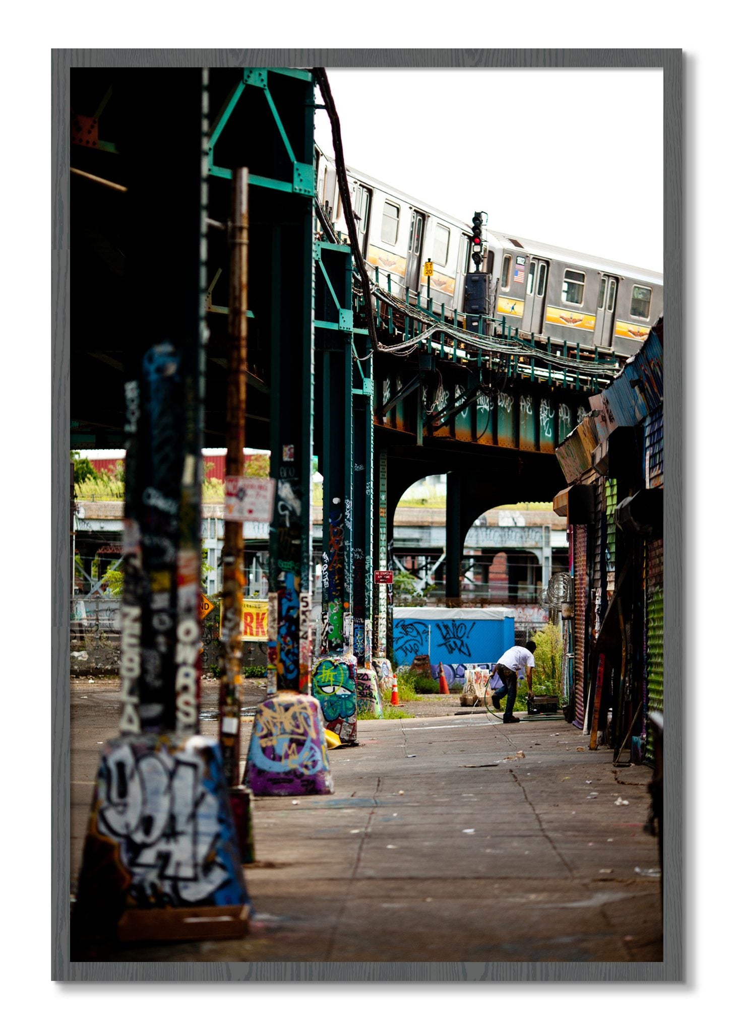 Framed photograph of Queens by Dylan Ozanich, Grey frame, Full Bleed