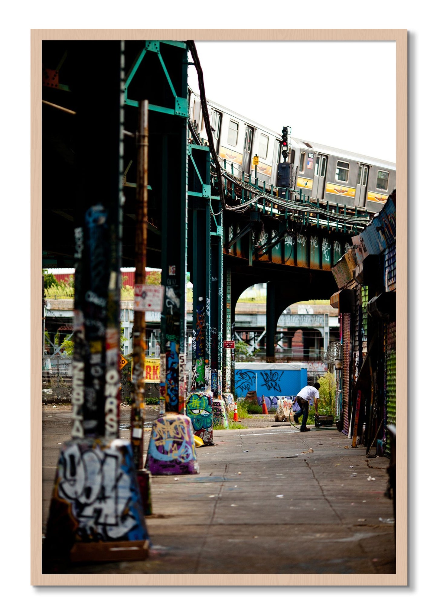 Framed photograph of Queens by Dylan Ozanich, Maple frame, Full Bleed