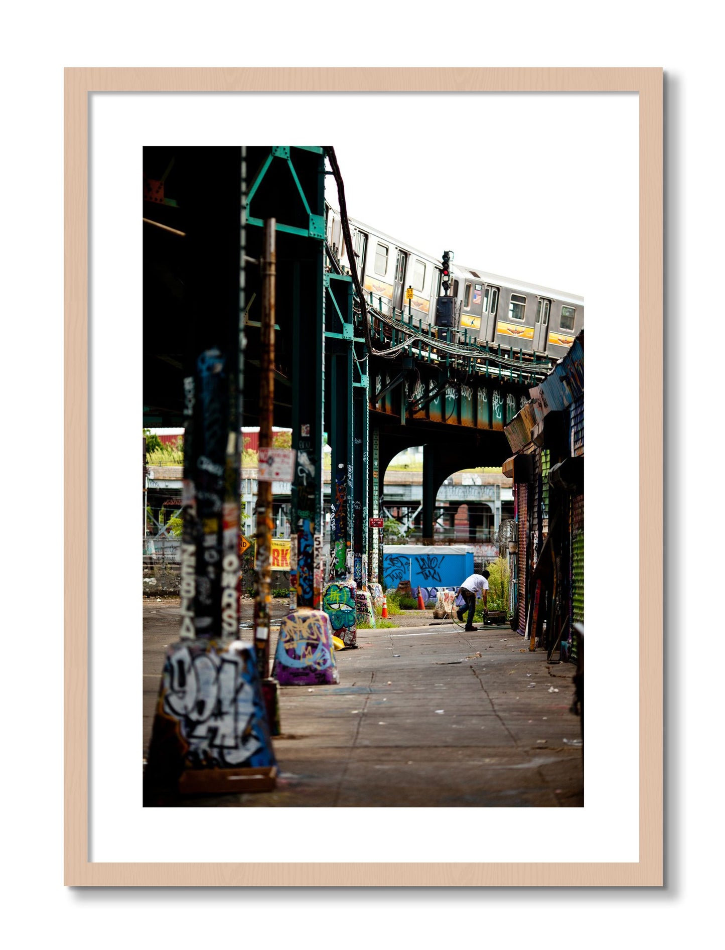Framed photograph of Queens by Dylan Ozanich, Maple frame, Borders