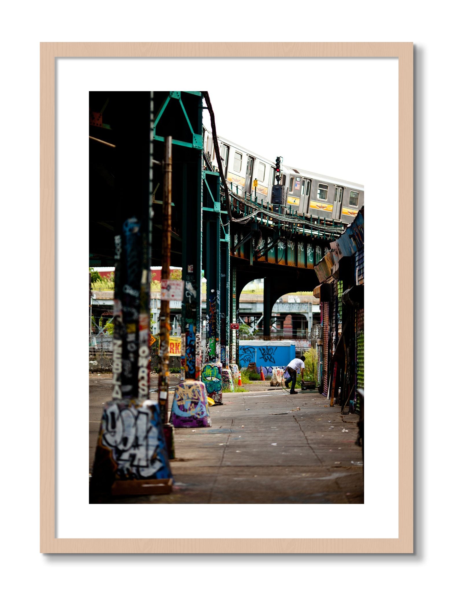 Framed photograph of Queens by Dylan Ozanich, Maple frame, Borders