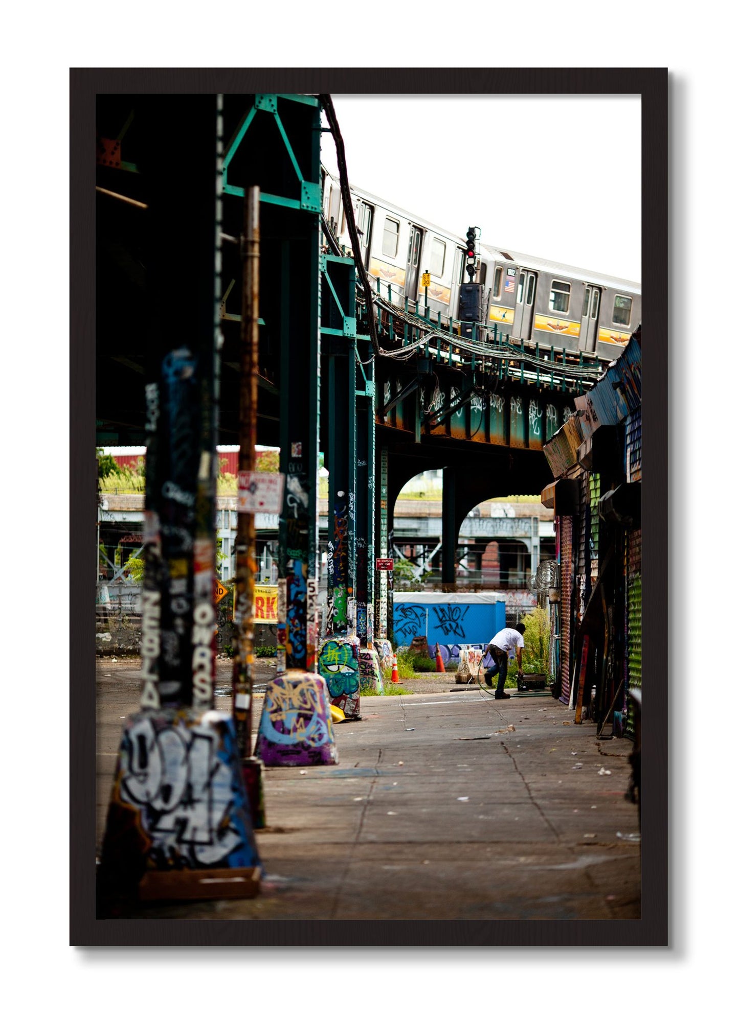 Framed photograph of Queens by Dylan Ozanich, Black Walnut frame, Full Bleed