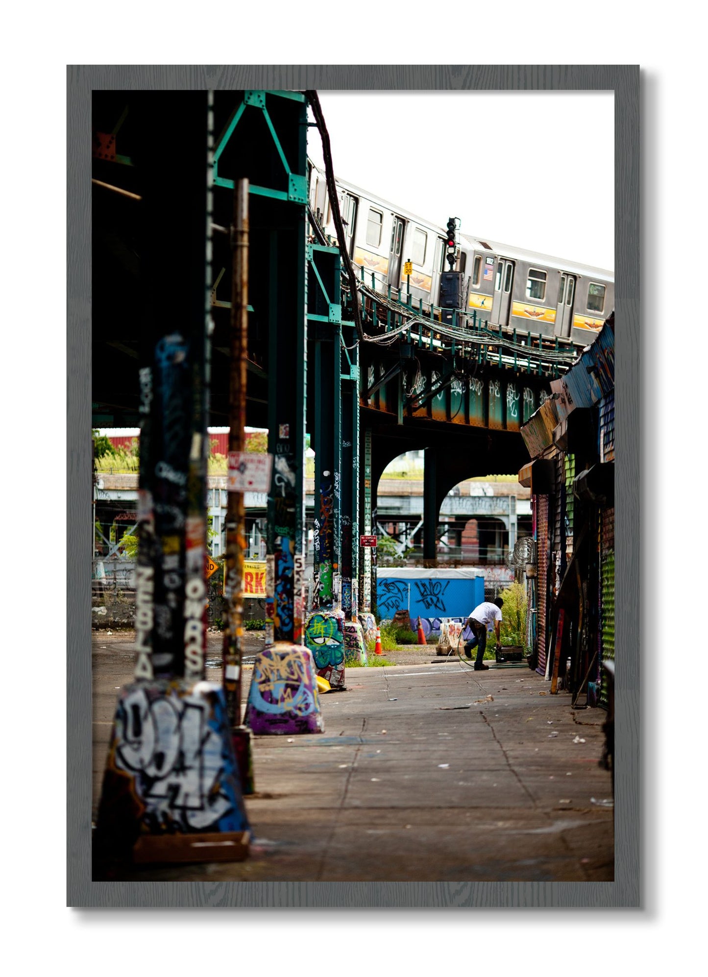 Framed photograph of Queens by Dylan Ozanich, Grey frame, Full Bleed