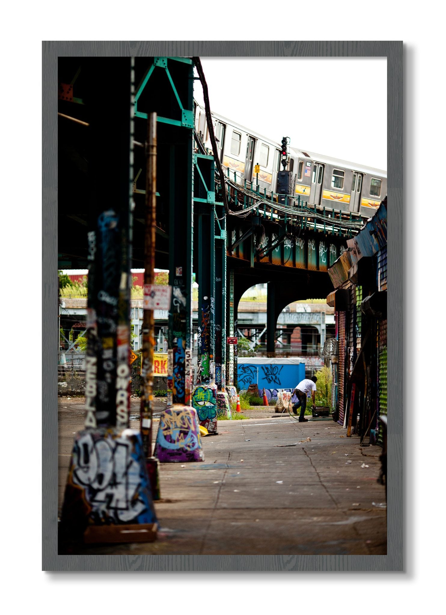 Framed photograph of Queens by Dylan Ozanich, Grey frame, Full Bleed