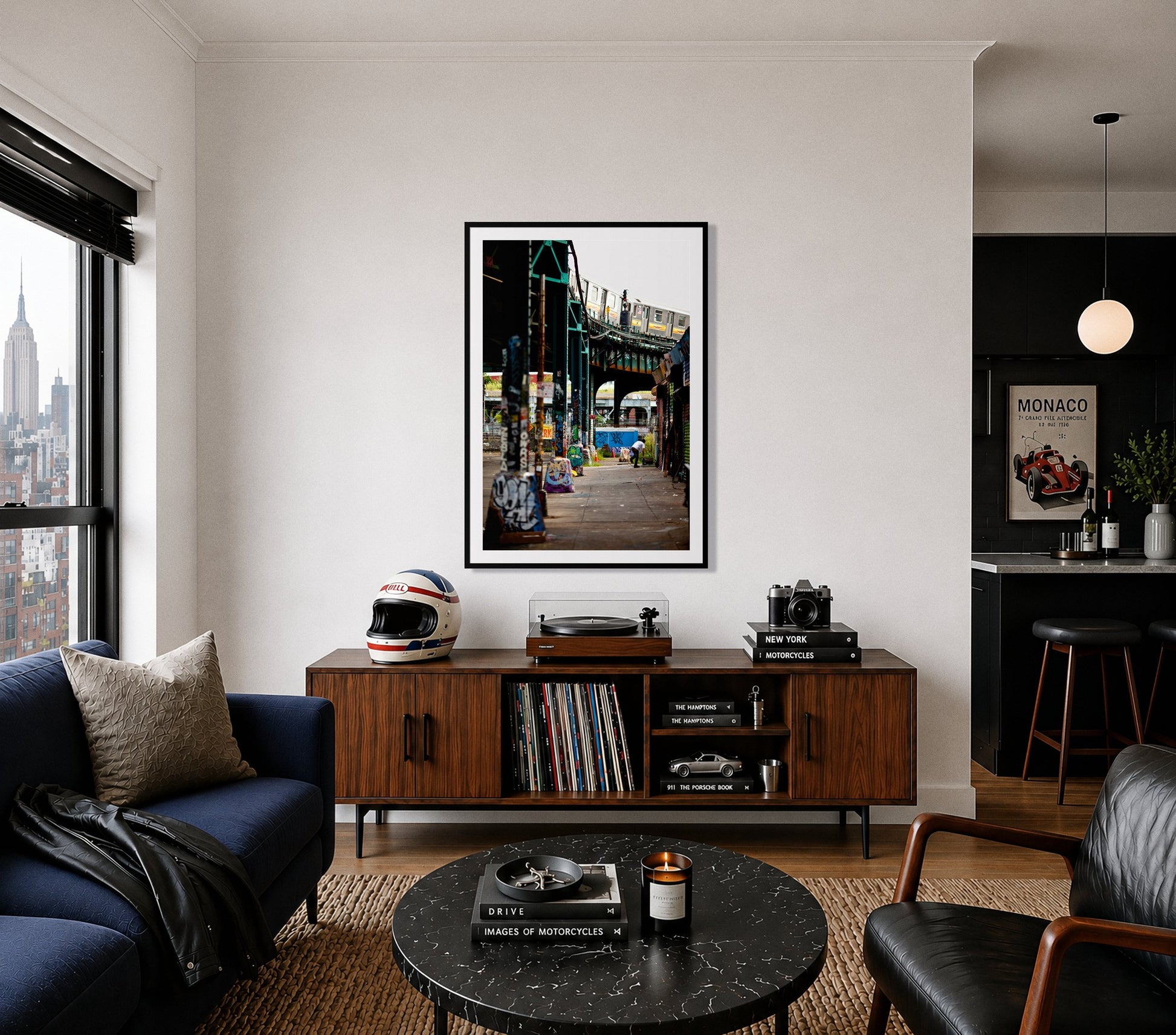 Framed photograph of Queens by Dylan Ozanich displayed on a wall